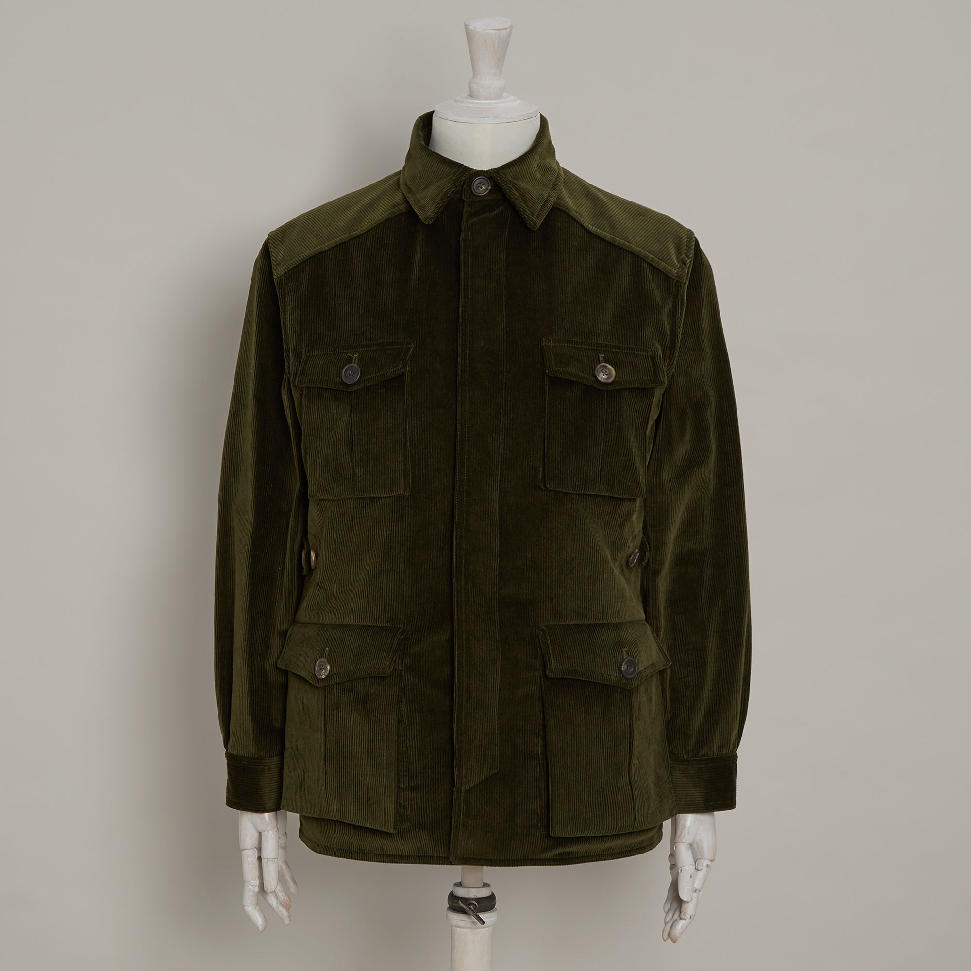 Wale cord travel jacket in Dark Olive - Main Image