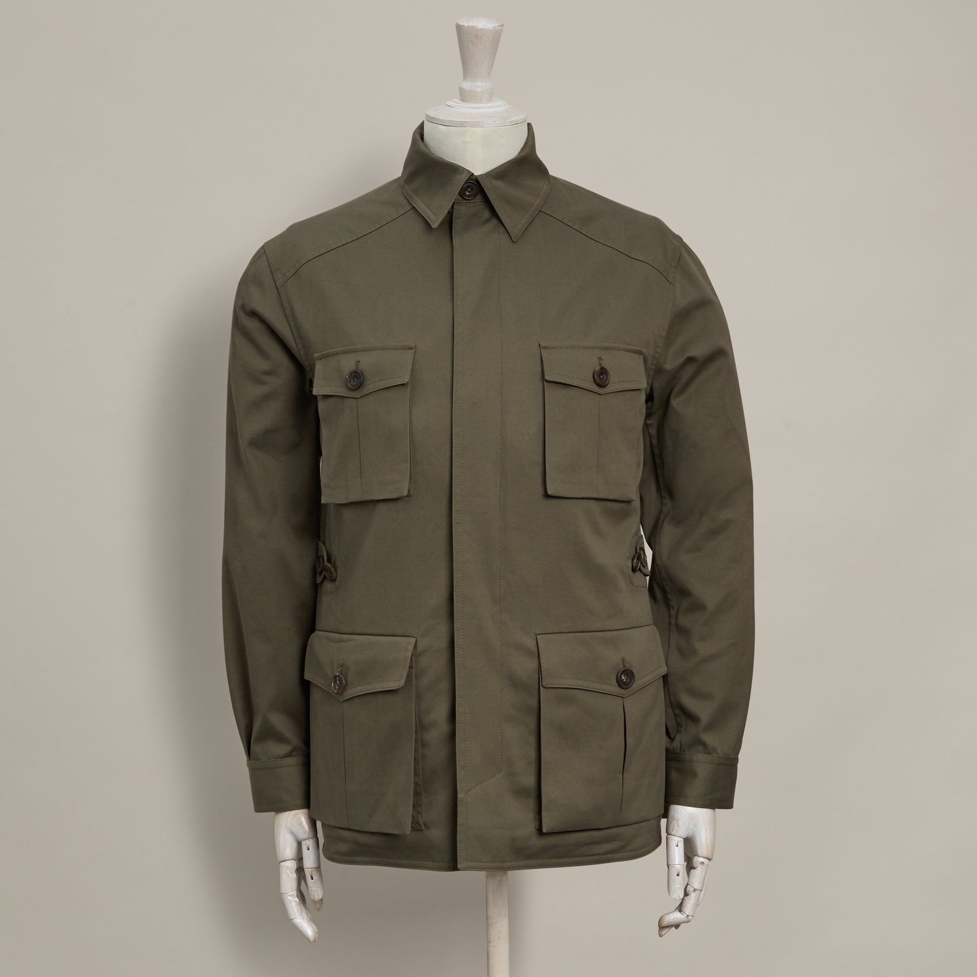 Lightweight Cotton travel Jacket in Lovat - Main Image