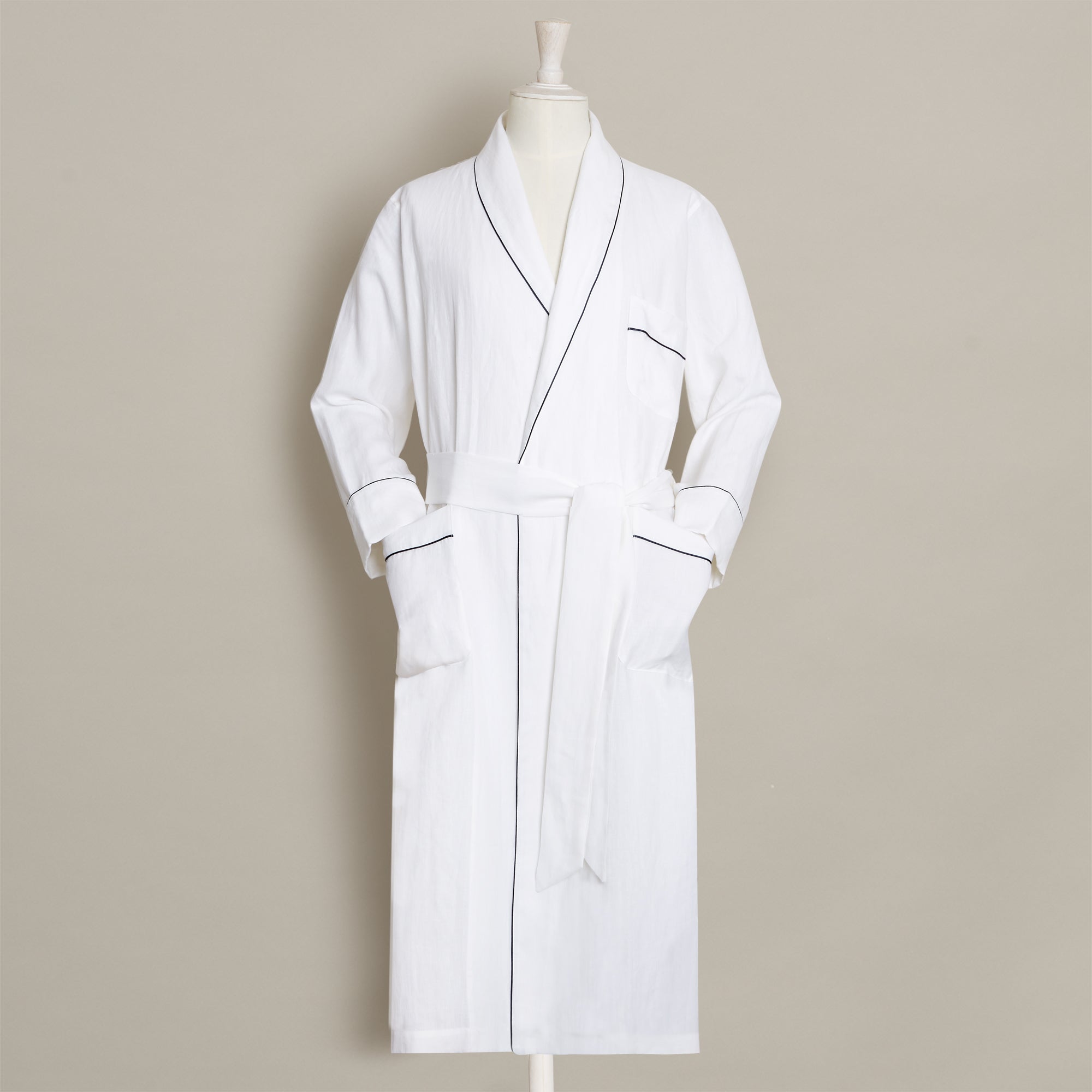 Linen Dressing Gown In White Linen Dressing Gown In White