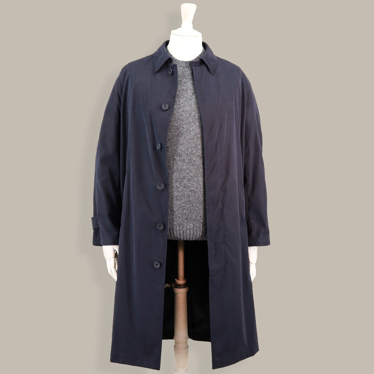 Long Microfibre Raincoat In Dark Navy