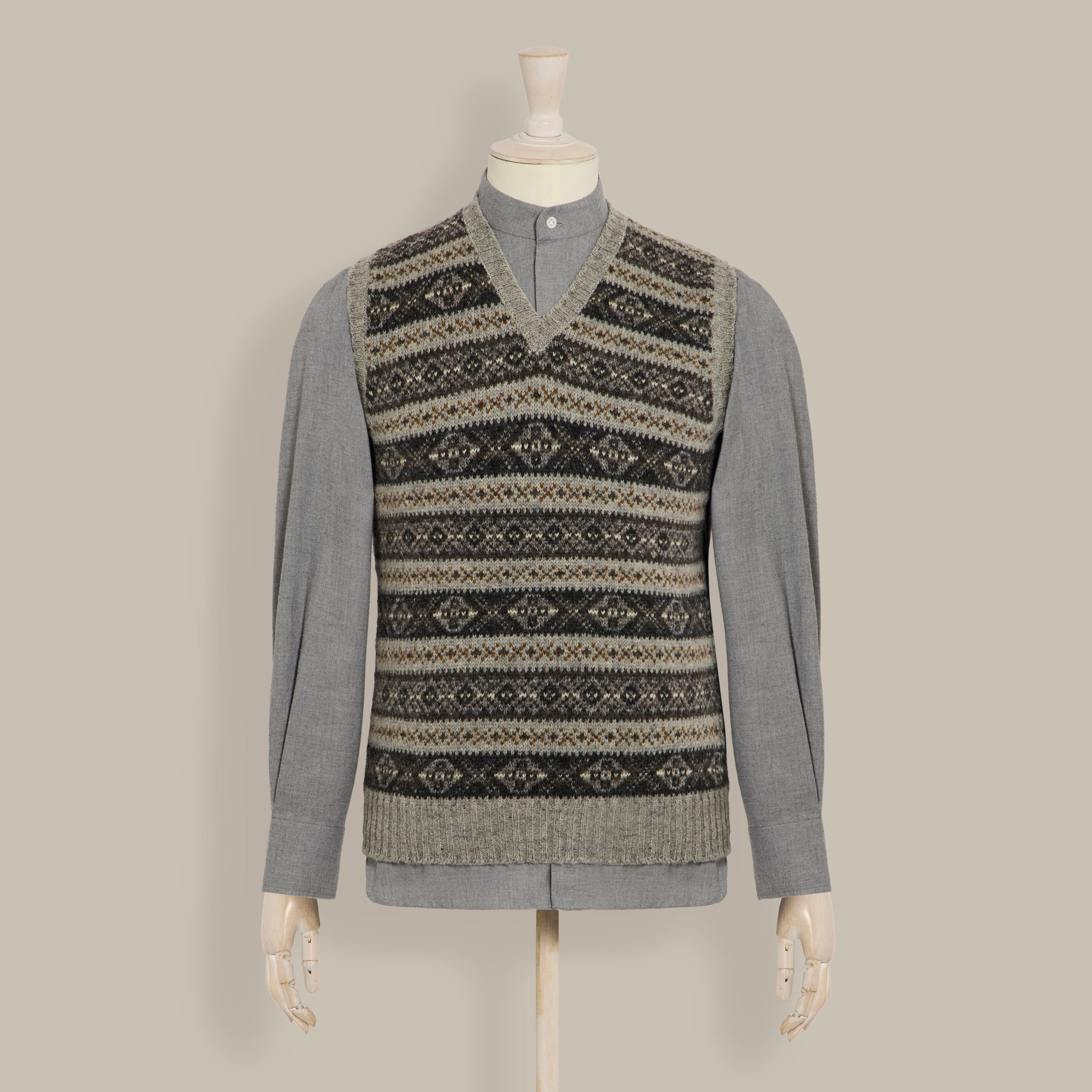 Fair Isle Slipover In Grey - Main Image