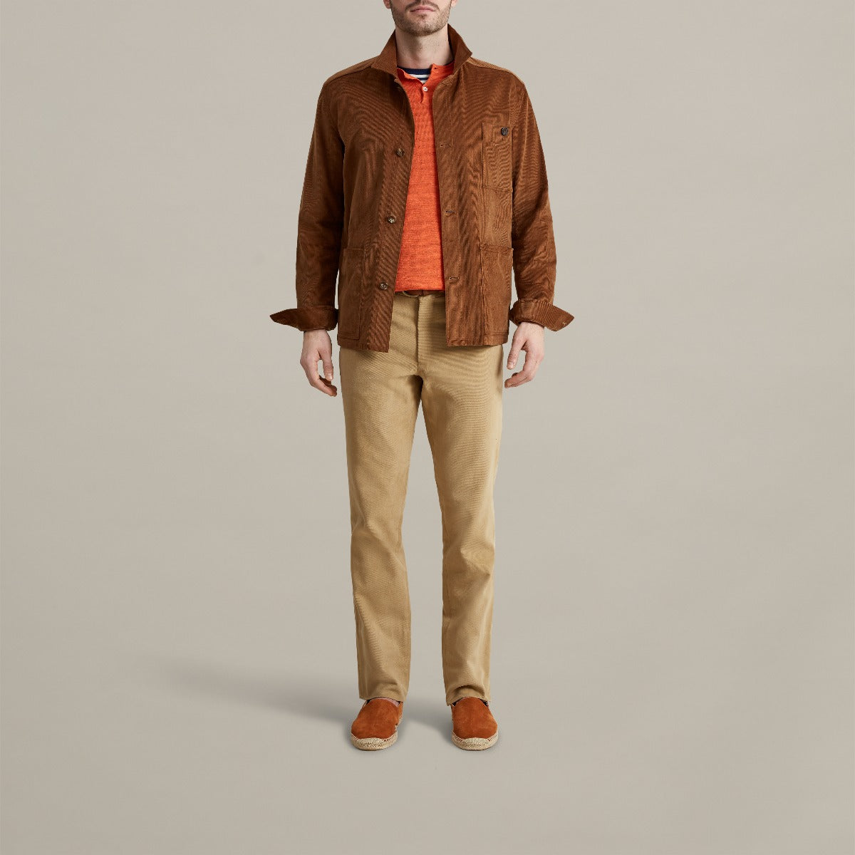 Trouser Style Three In Winter Cotton In Sand