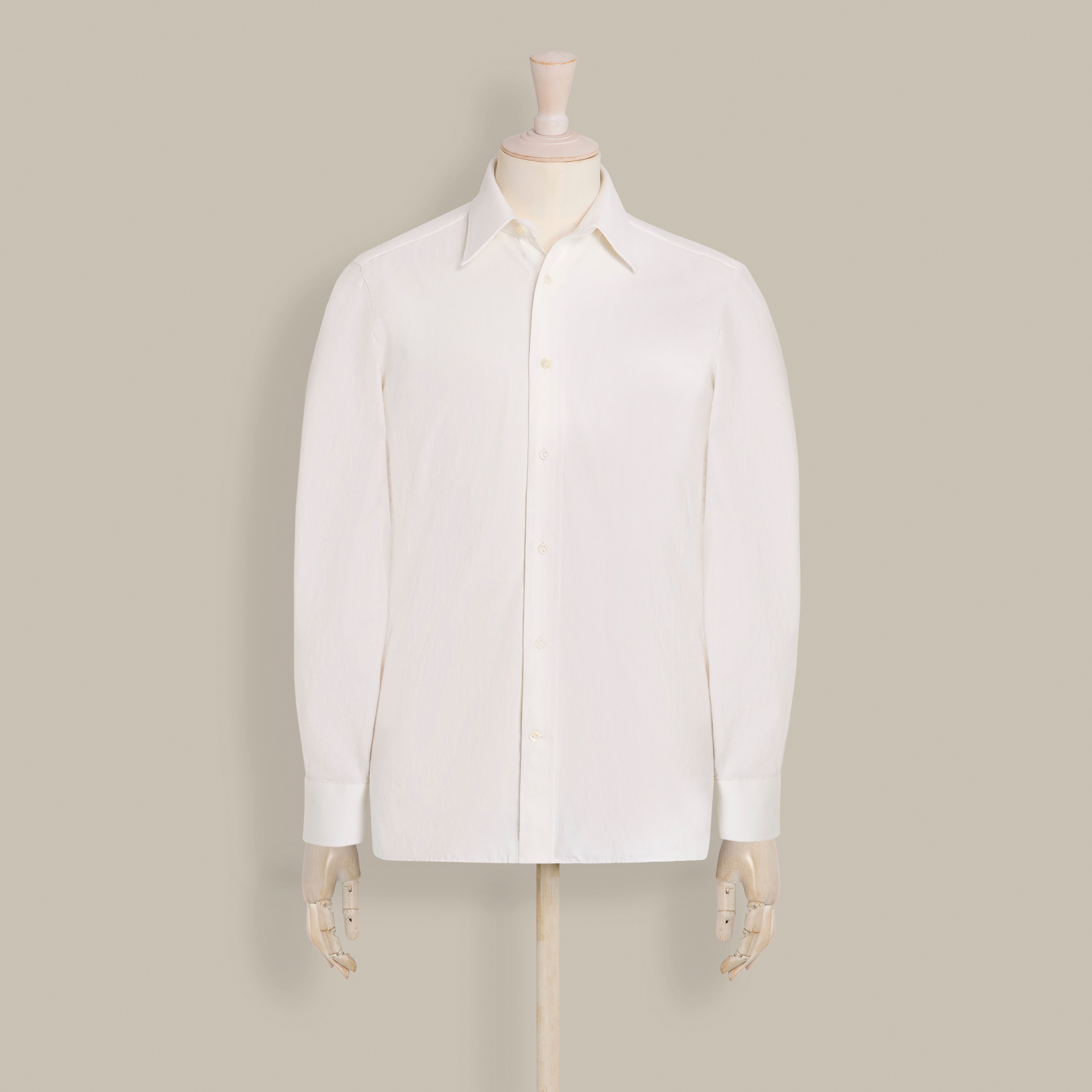 100 Hands For Anderson & Sheppard Handmade Chambray Shirt In White