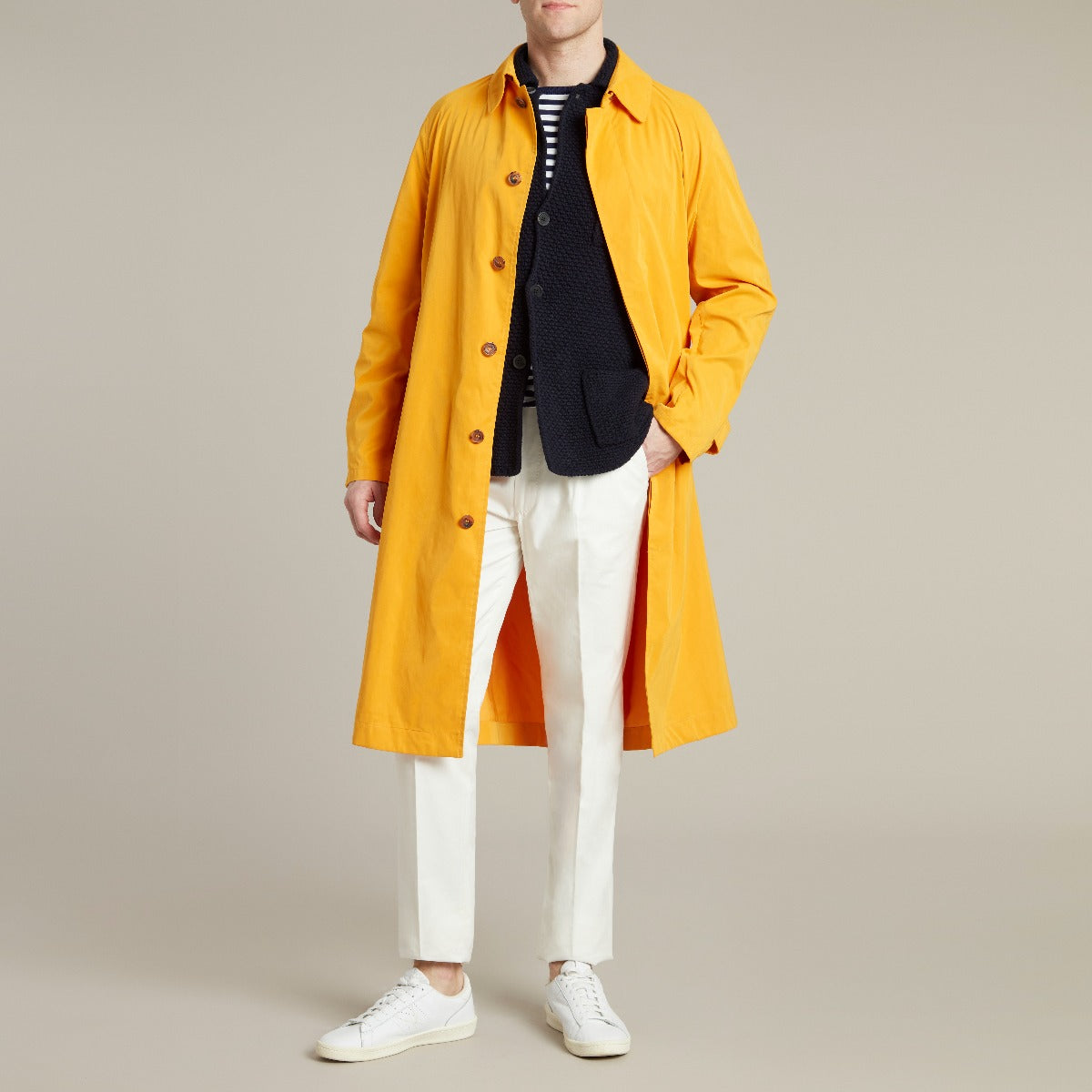 Long Microfibre Raincoat In Yellow