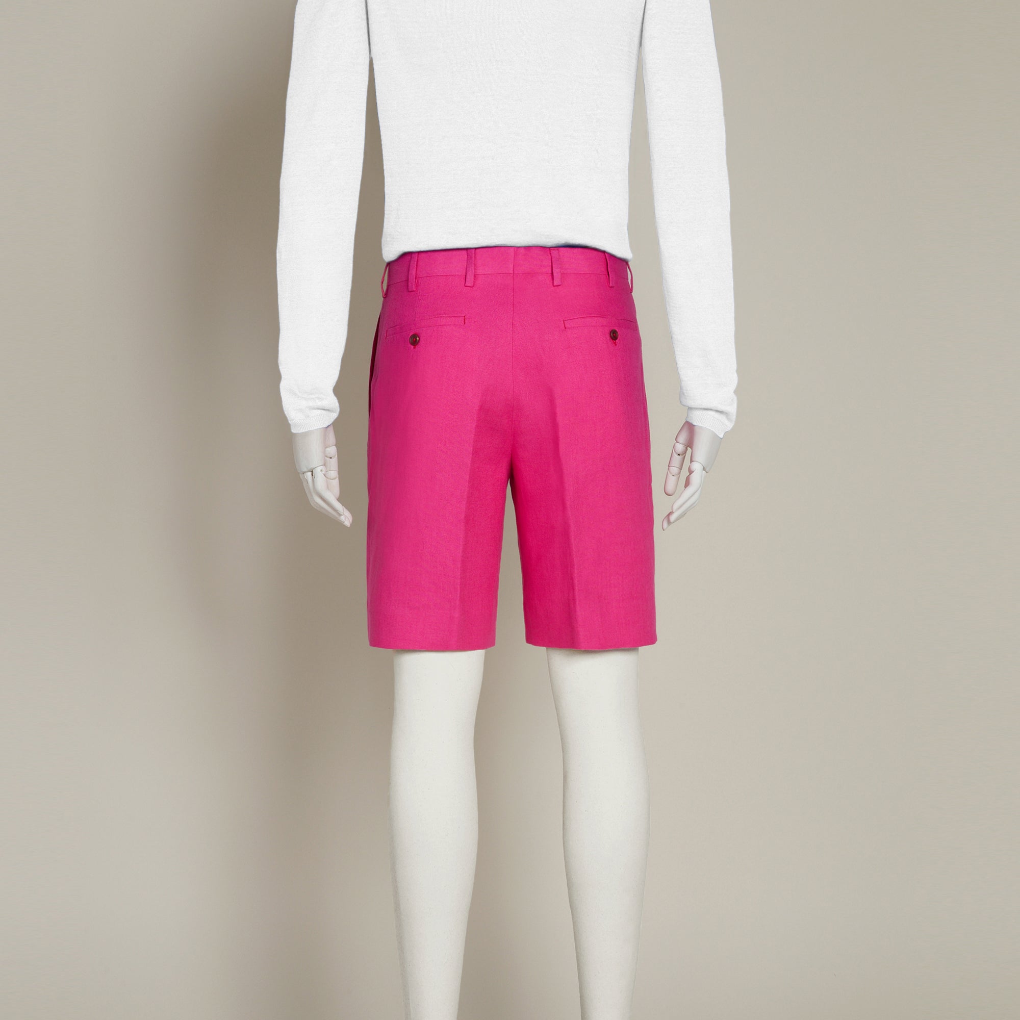 Tailored Linen Beach Shorts In Fuchsia