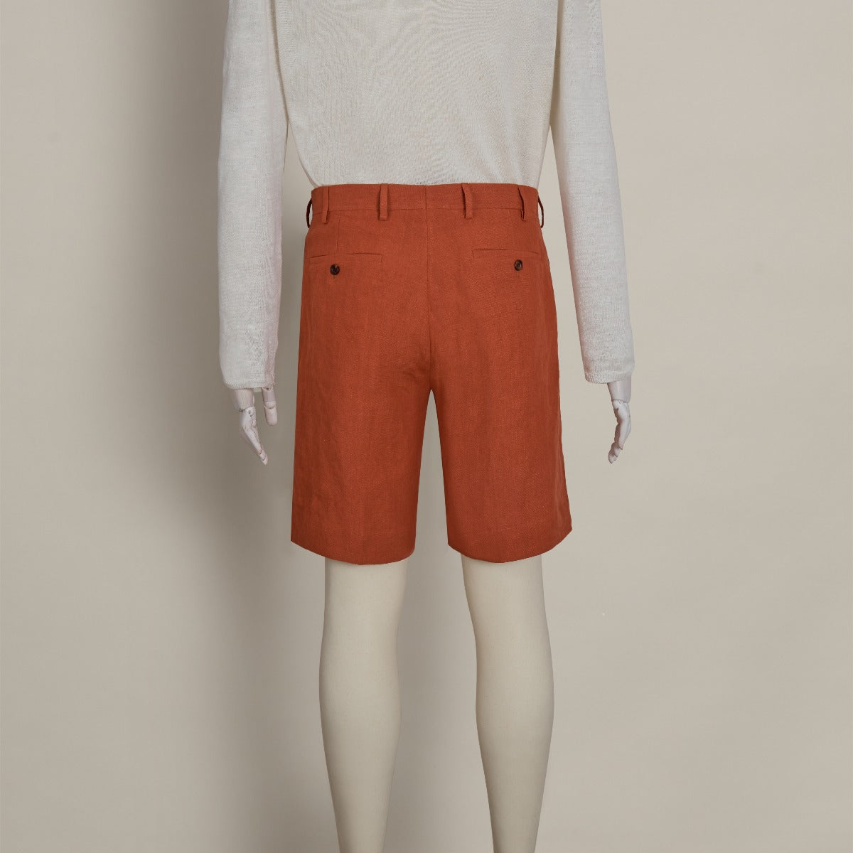 Tailored Linen Beach Shorts In Brick