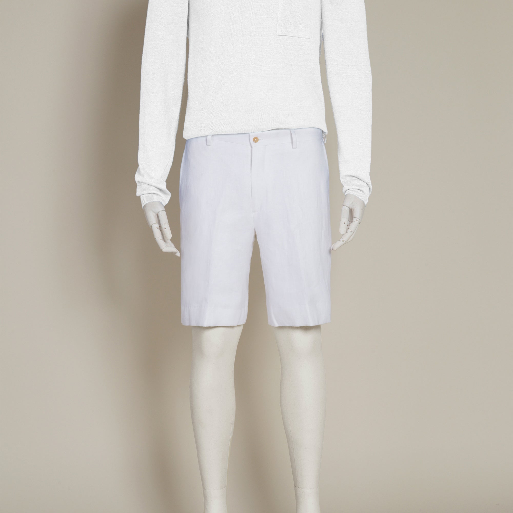 Tailored Linen Beach Shorts In White