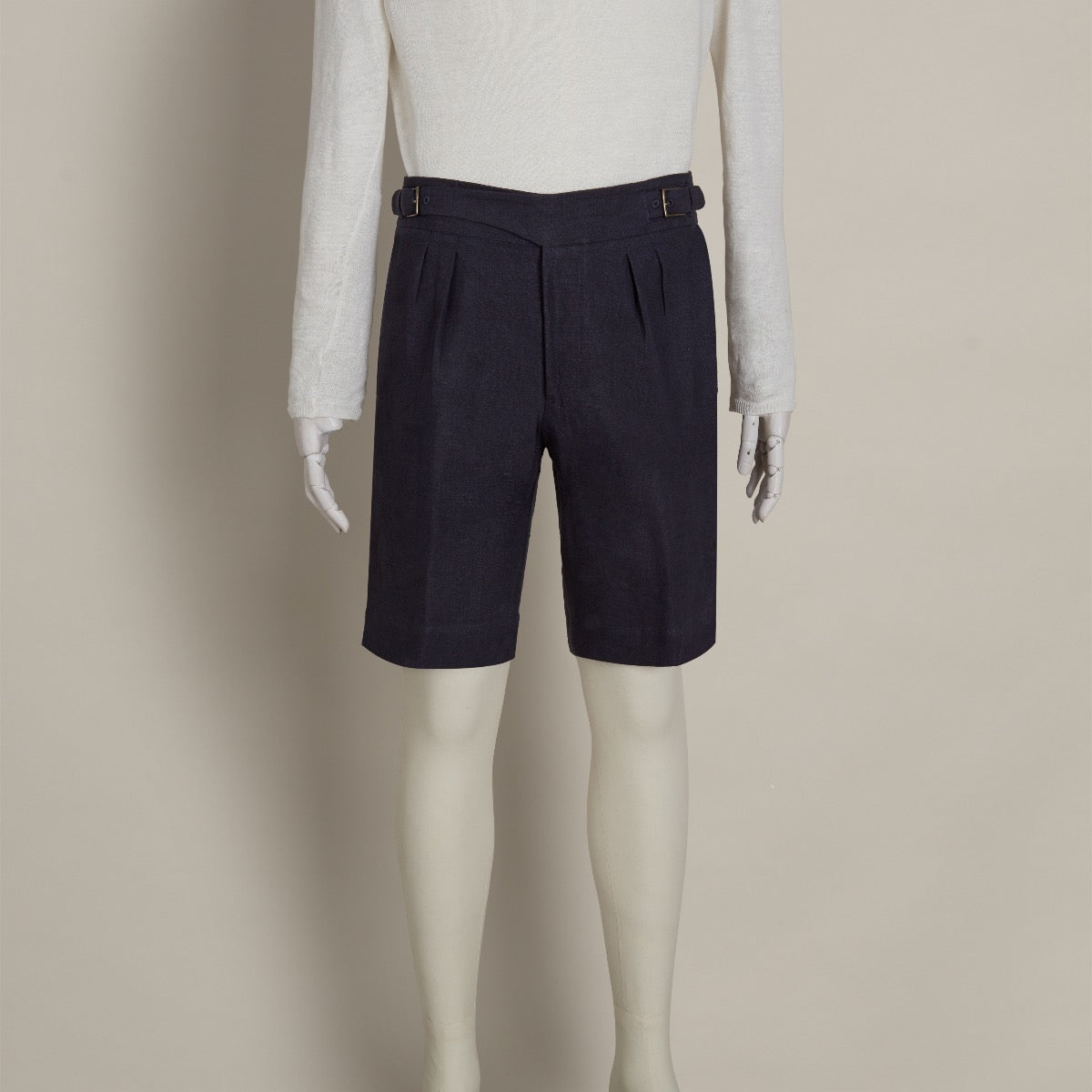 Irish Linen Gurkha Shorts In Dark Navy