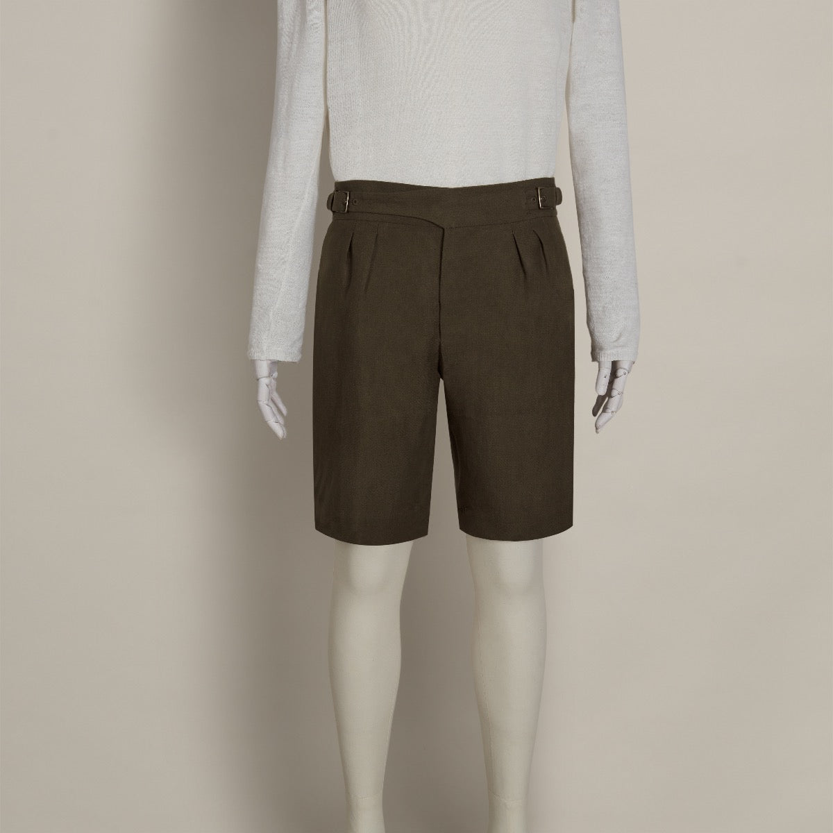 Irish Linen Gurkha Shorts In Khaki