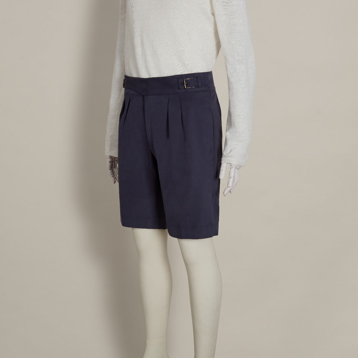 Brushed Cotton Gurkha Shorts In Navy