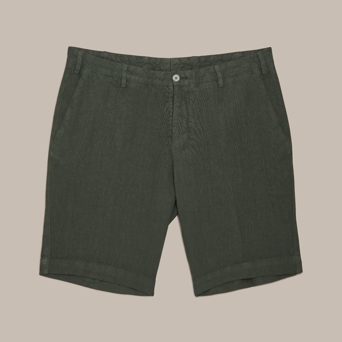 Dyed Linen Shorts In Khaki