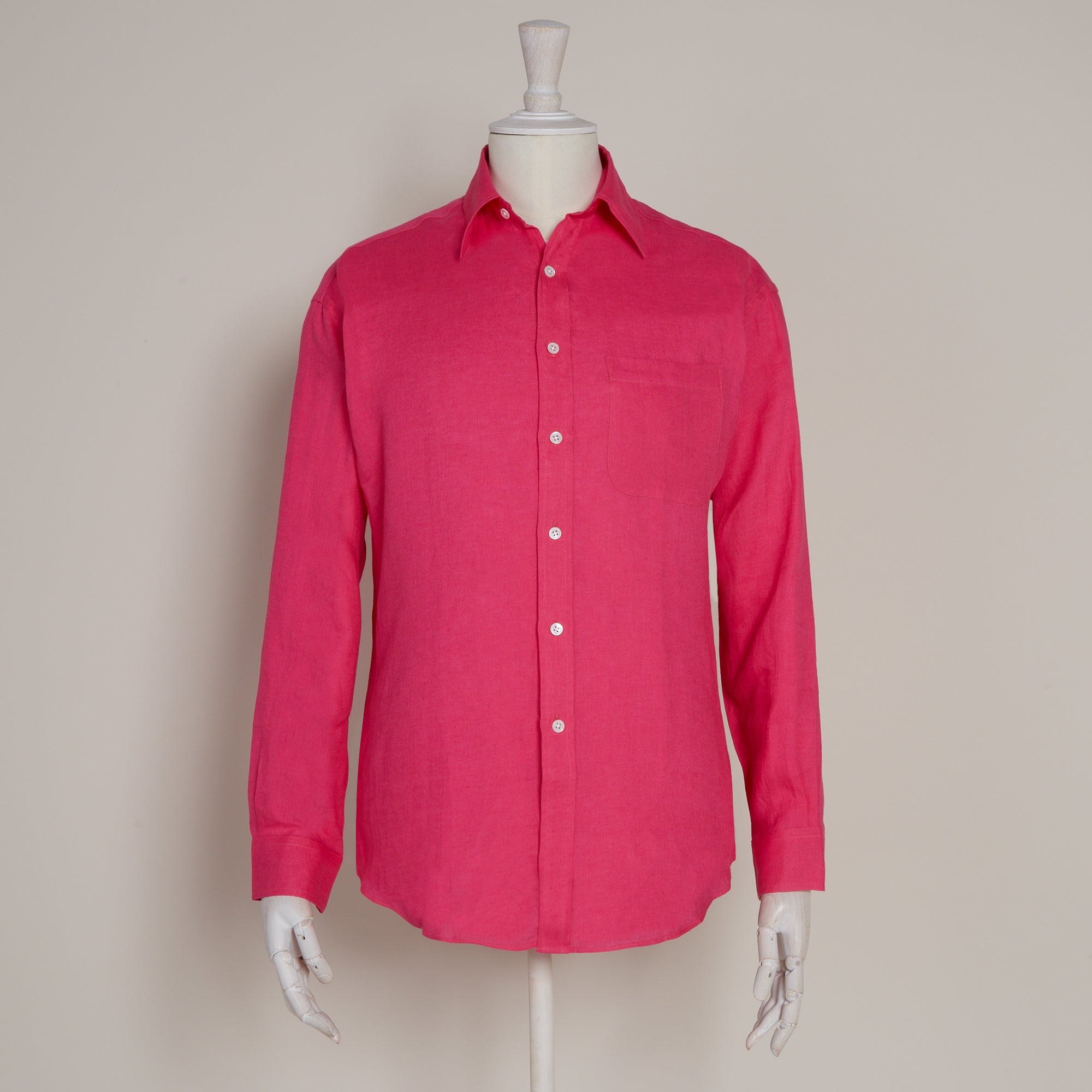 Classic Fit Linen Shirt In Fuchsia