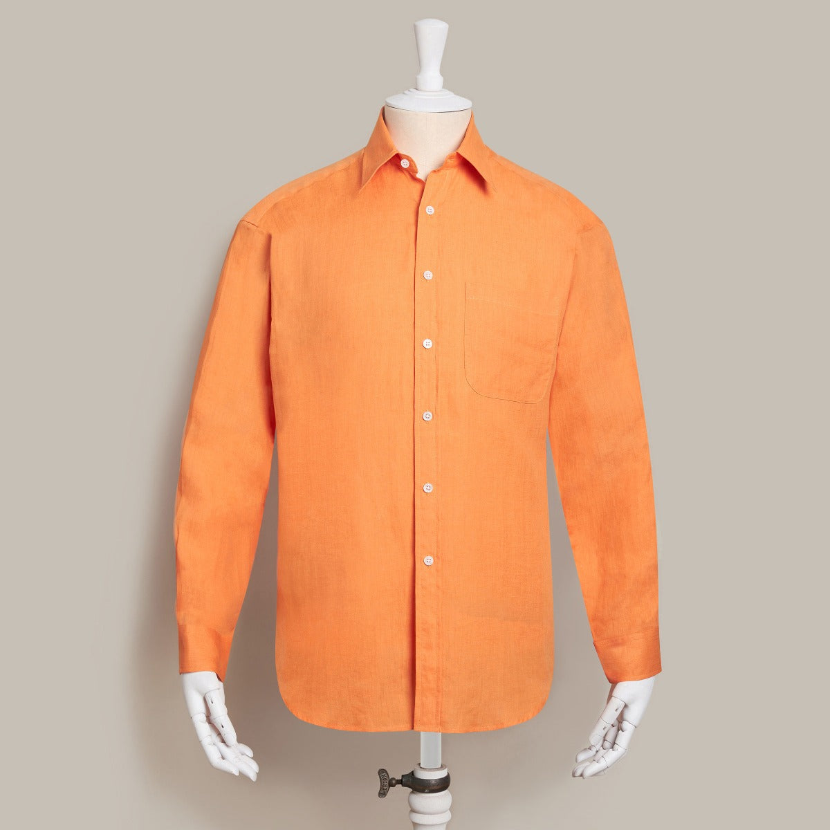 Classic Fit Linen Shirt In Orange