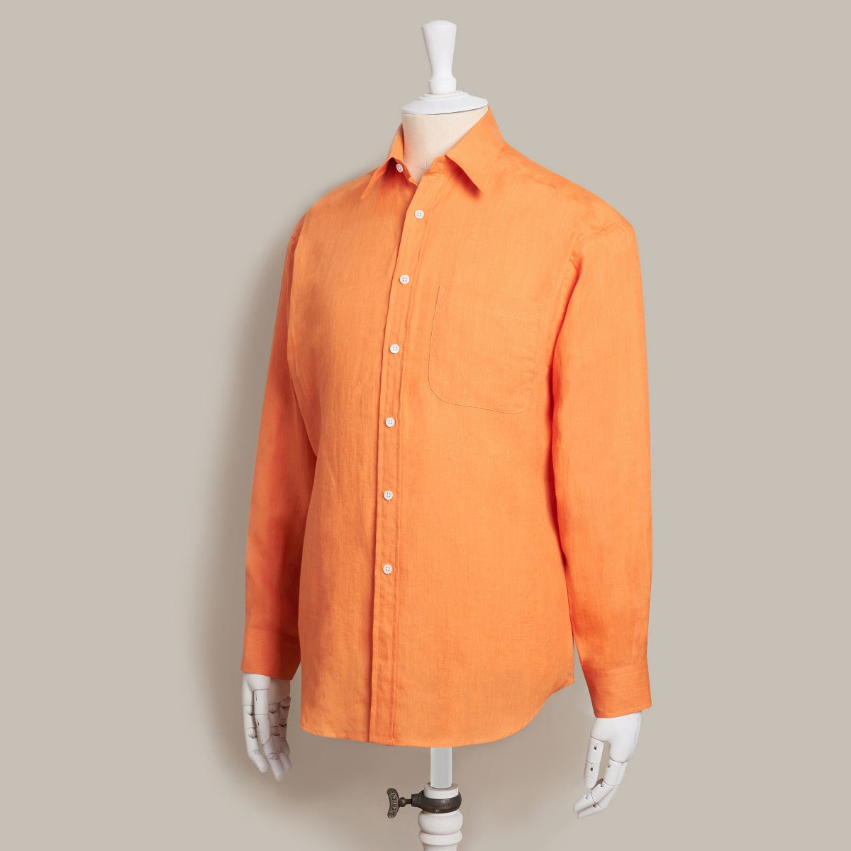 Classic Fit Linen Shirt In Orange