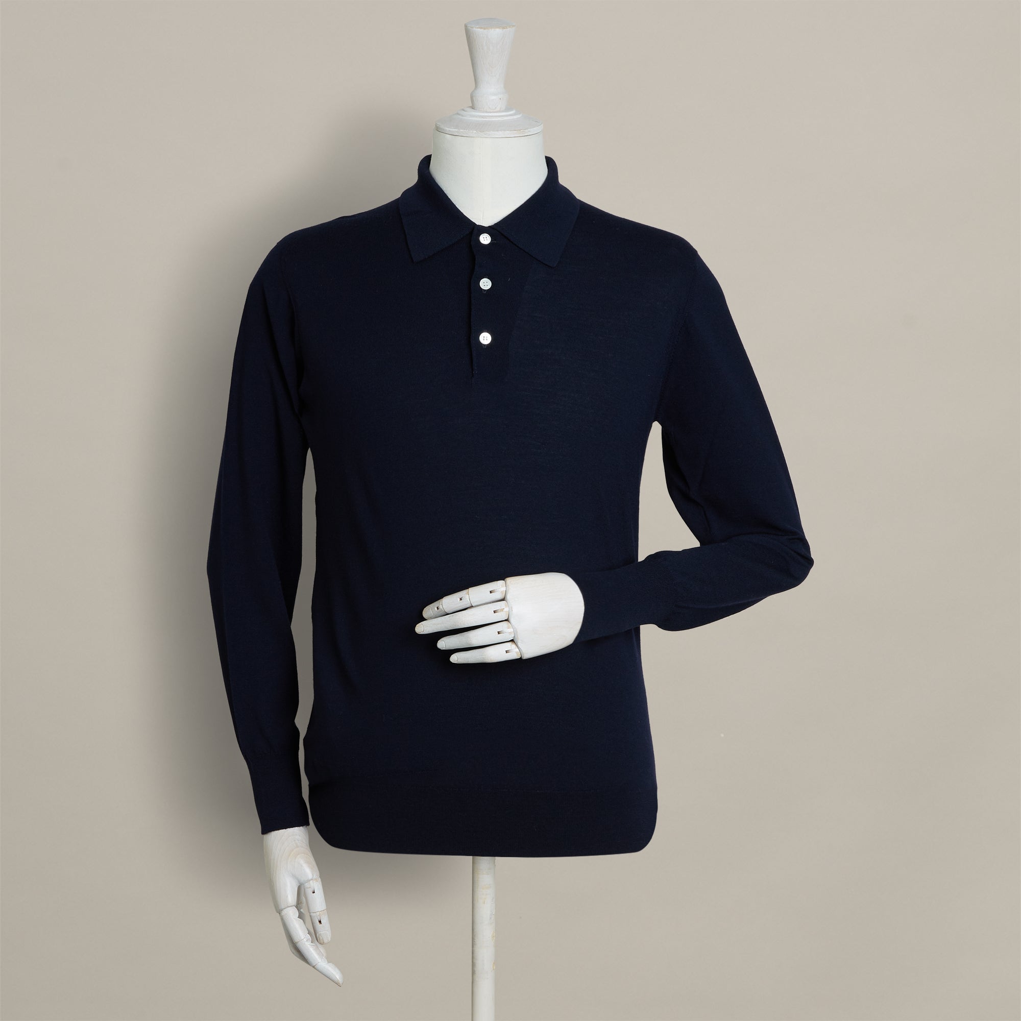 Lightweight Merino Polo Shirt In Navy