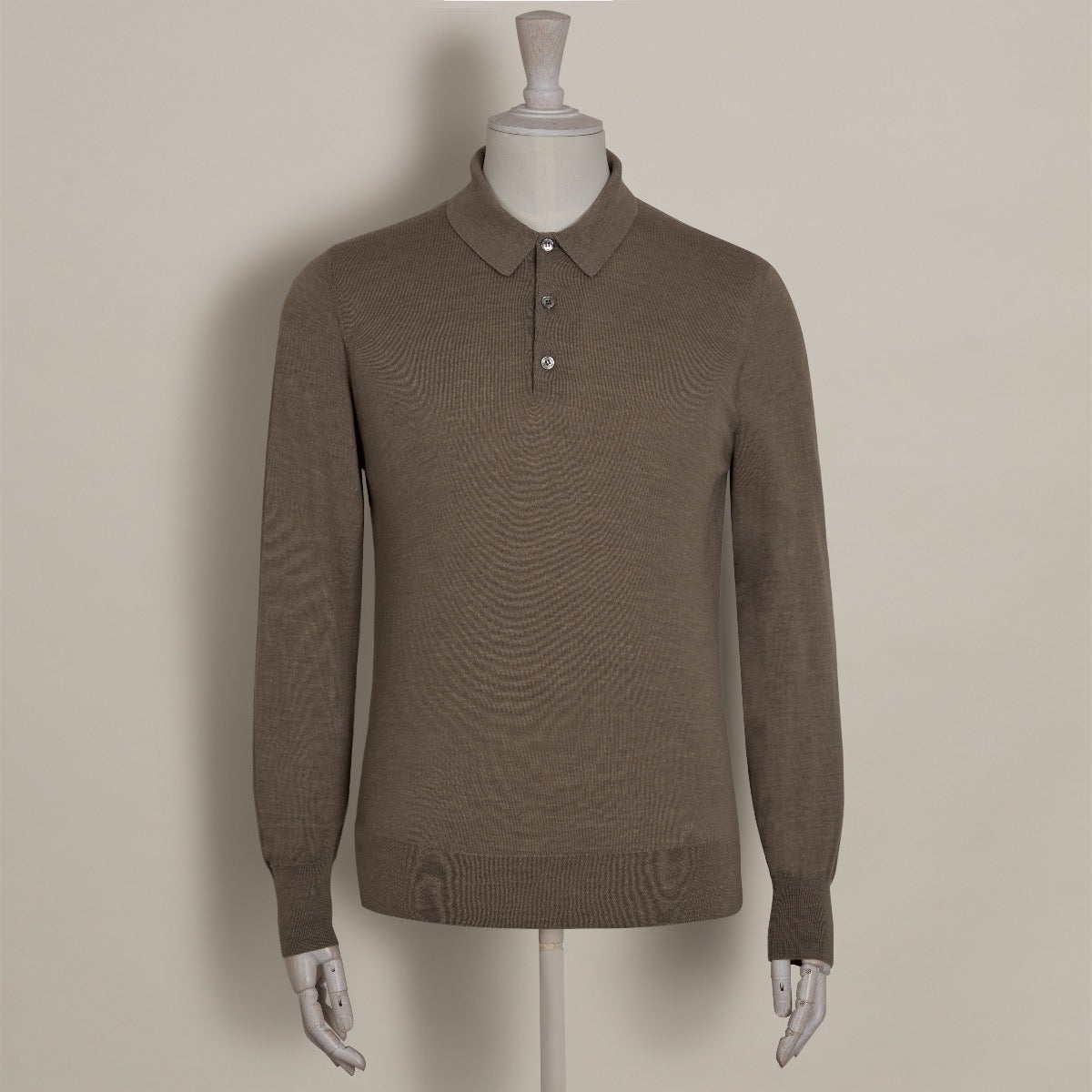 Lightweight Merino Polo Shirt In Taupe