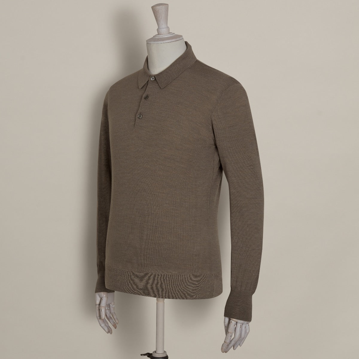 Lightweight Merino Polo Shirt In Taupe