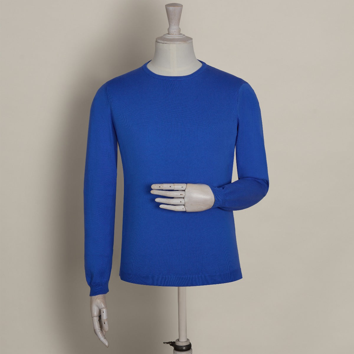 Soft Cotton Knitted Sweater In Blue