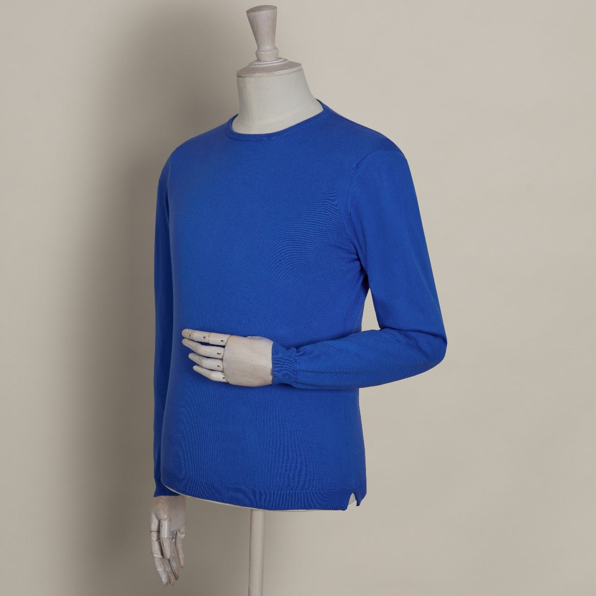 Soft Cotton Knitted Sweater In Blue