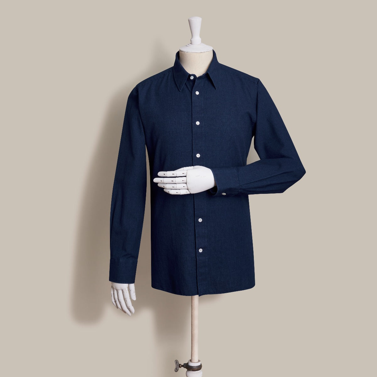 100 Hands For Anderson & Sheppard Handmade Chambray Shirt In Navy