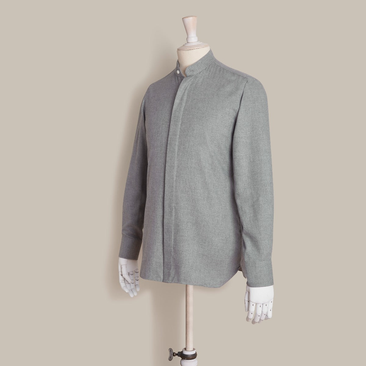 100 Hands For Anderson & Sheppard Handmade Collarless Cashmerello Shirt In Grey