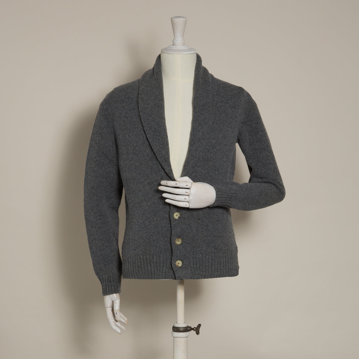 Lambswool Four Button Cardigan Shawl Collar