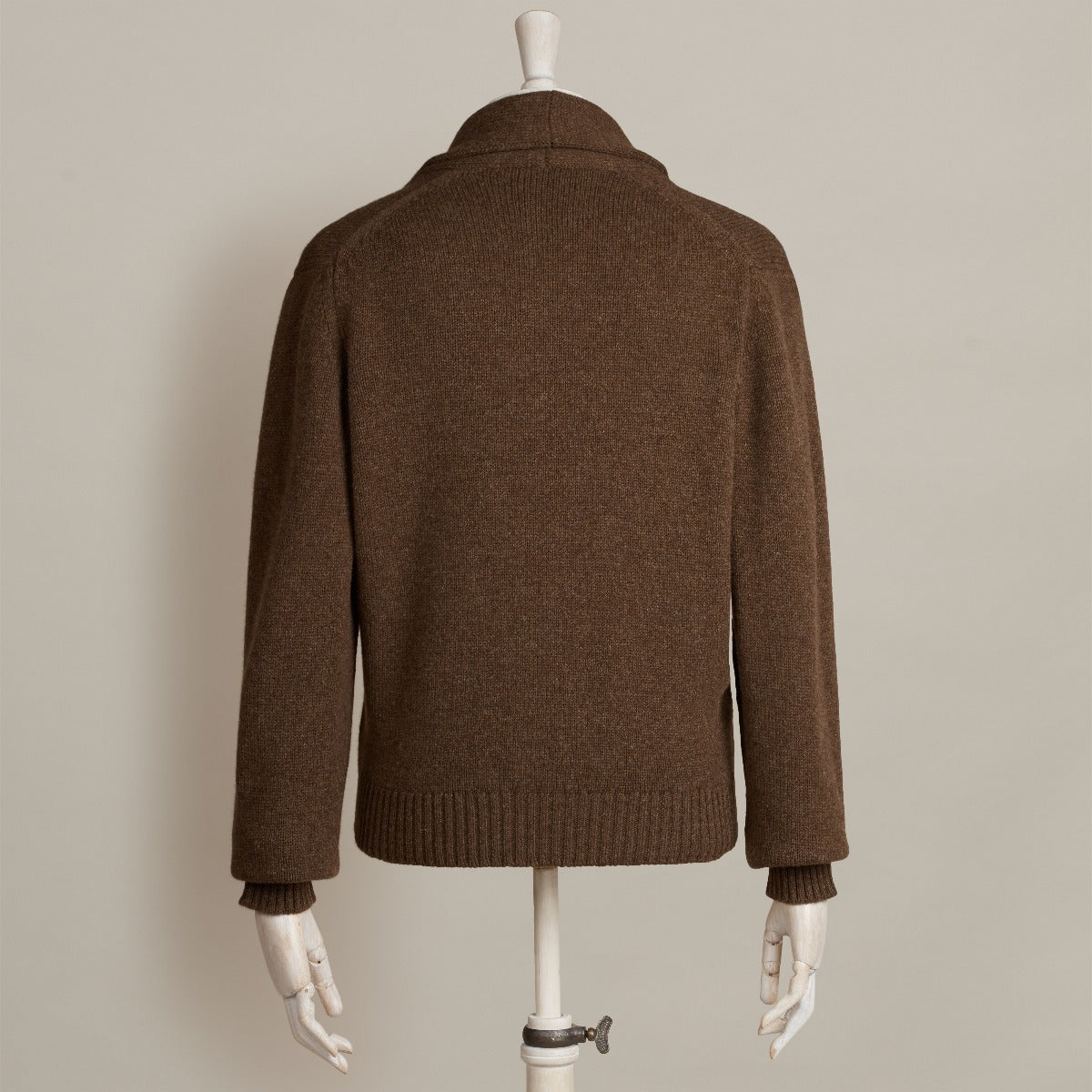 Lambswool Shawl Collar Cardigan In Mocha