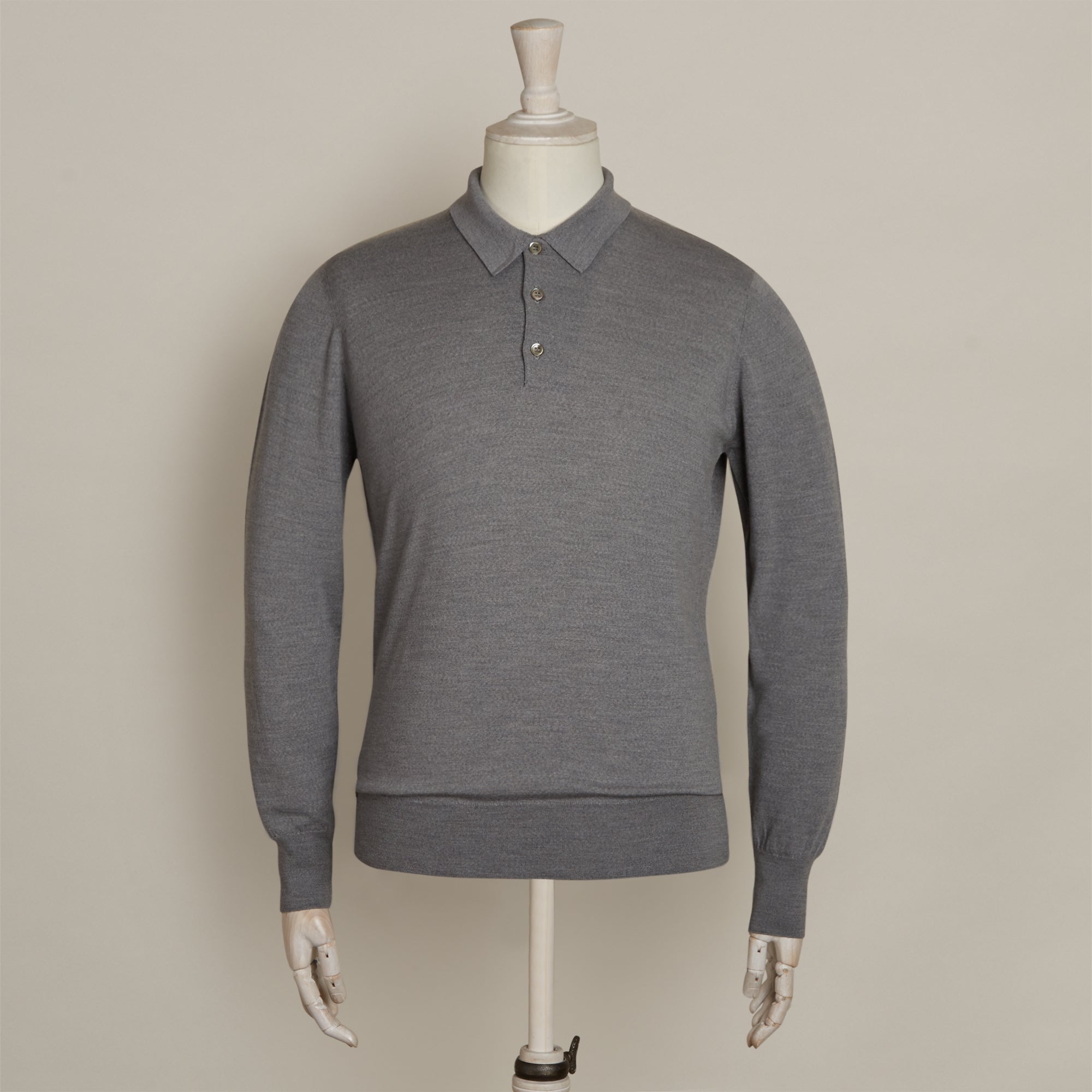 Lightweight Merino Polo Shirt In Grey