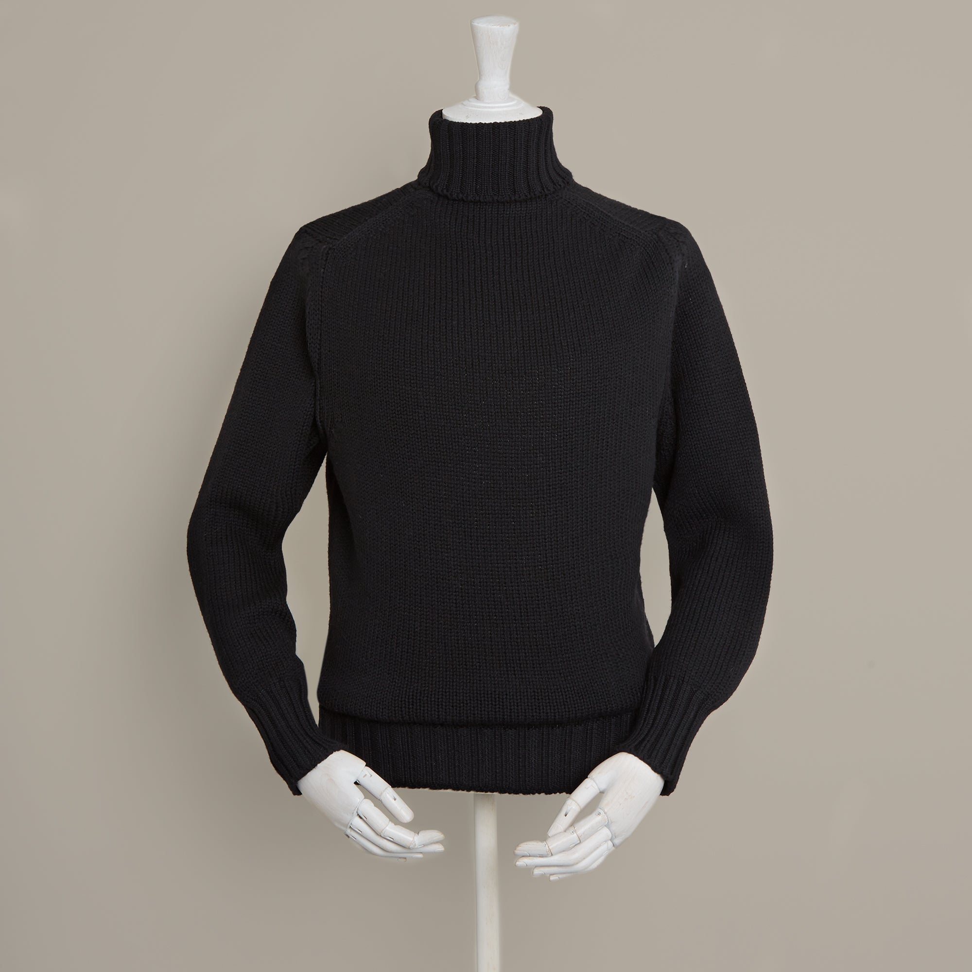 Roll Neck Merino Pullover In Black