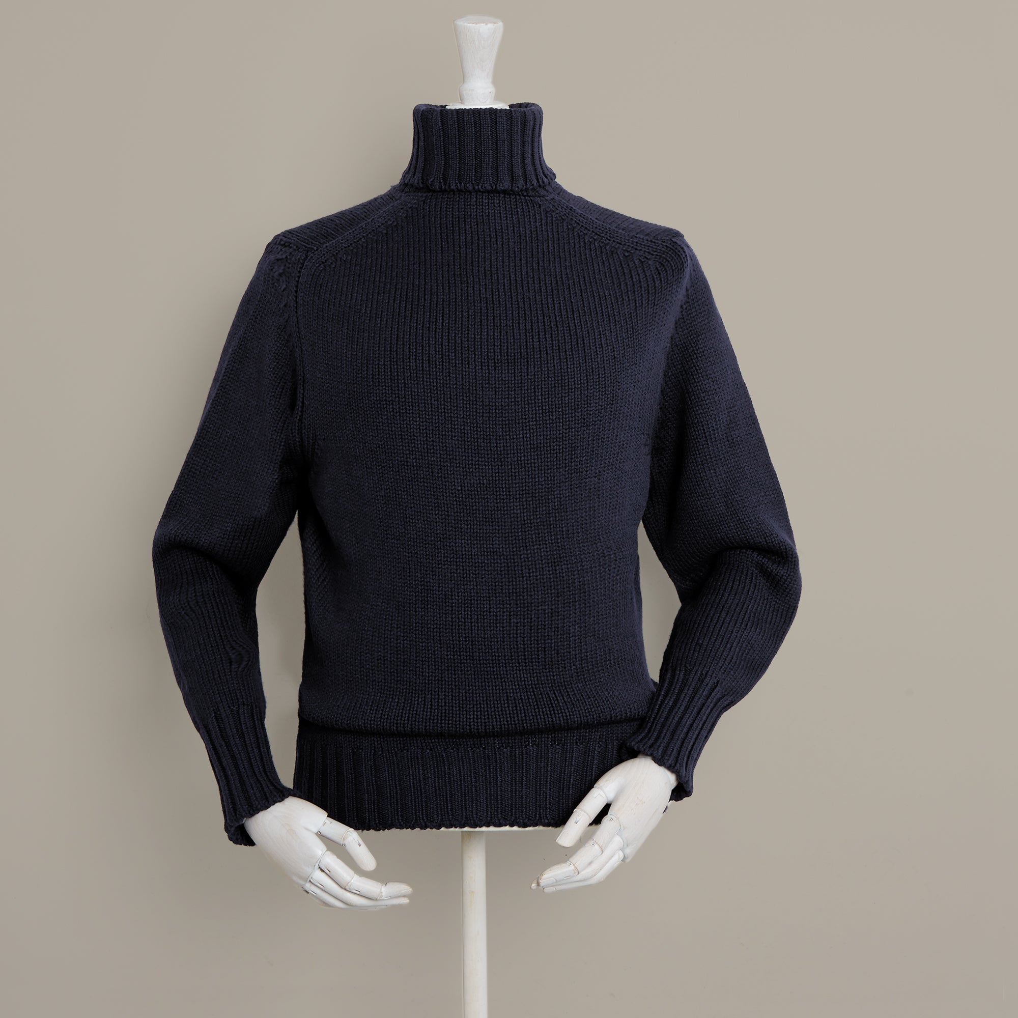 Roll Neck Merino Pullover In Navy