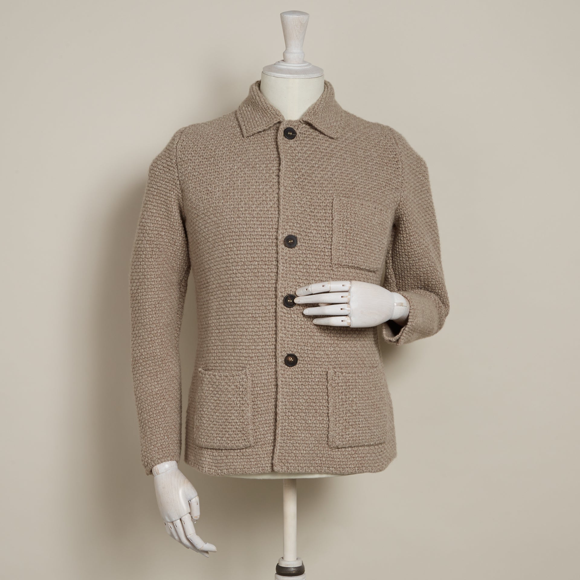 Single Breasted Cashmere Merino Knitted Jacket Dark