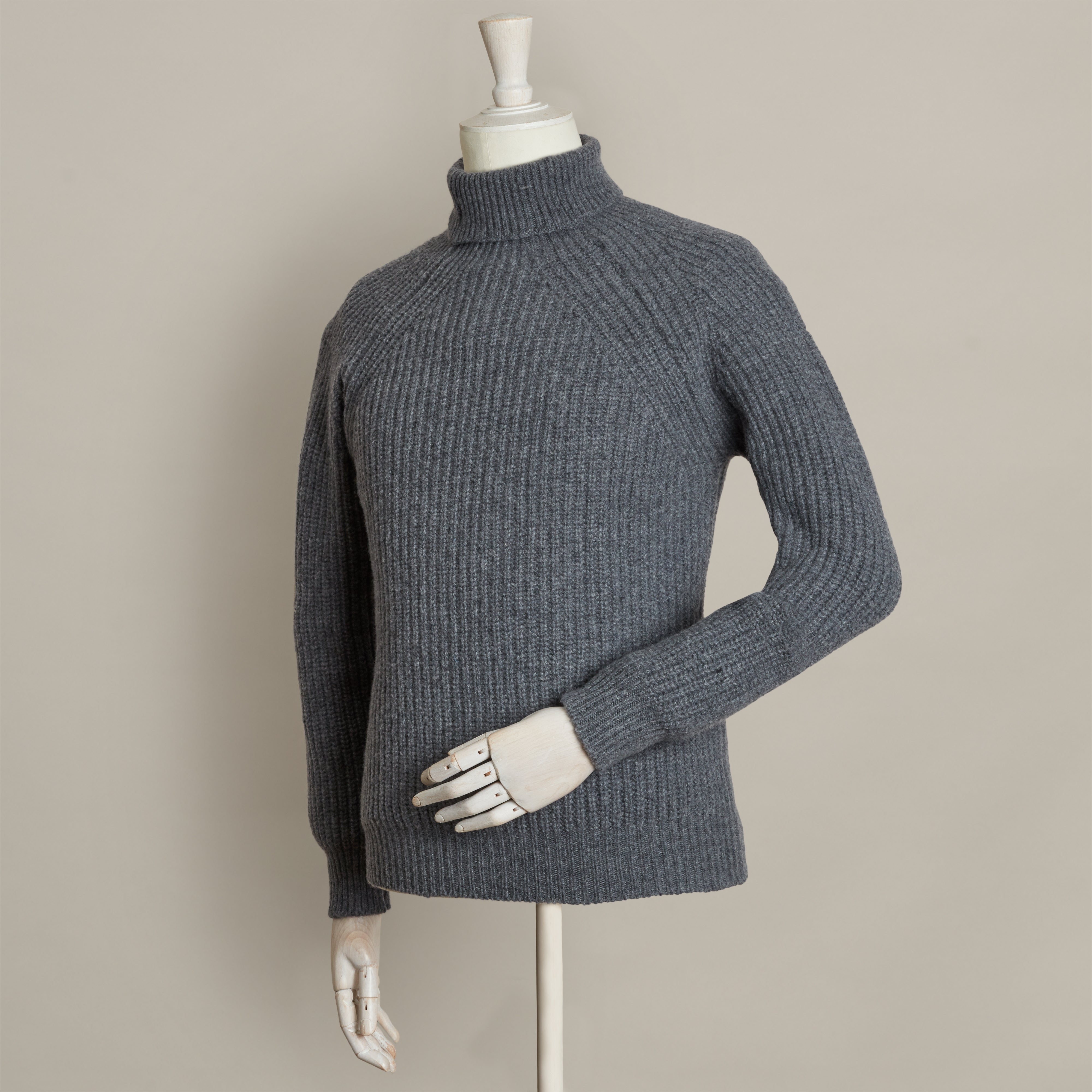 Merino Boat Builder Roll Neck In Grey