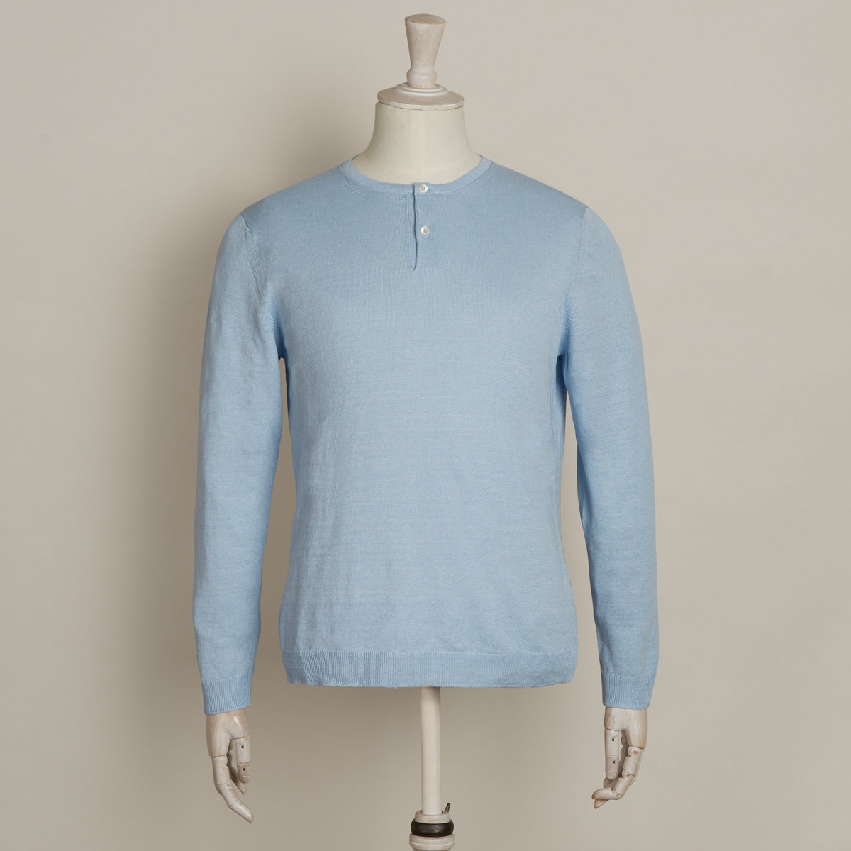 Knitted Linen Henley Shirt Sky