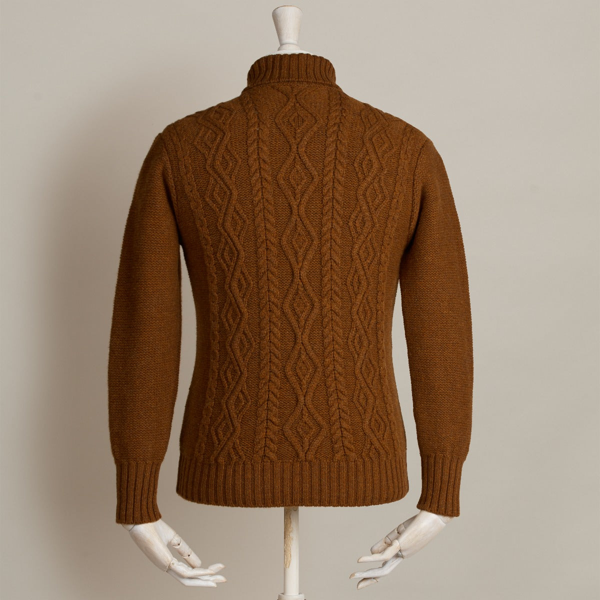 Shawl Collar Cable Sweater In Bracken