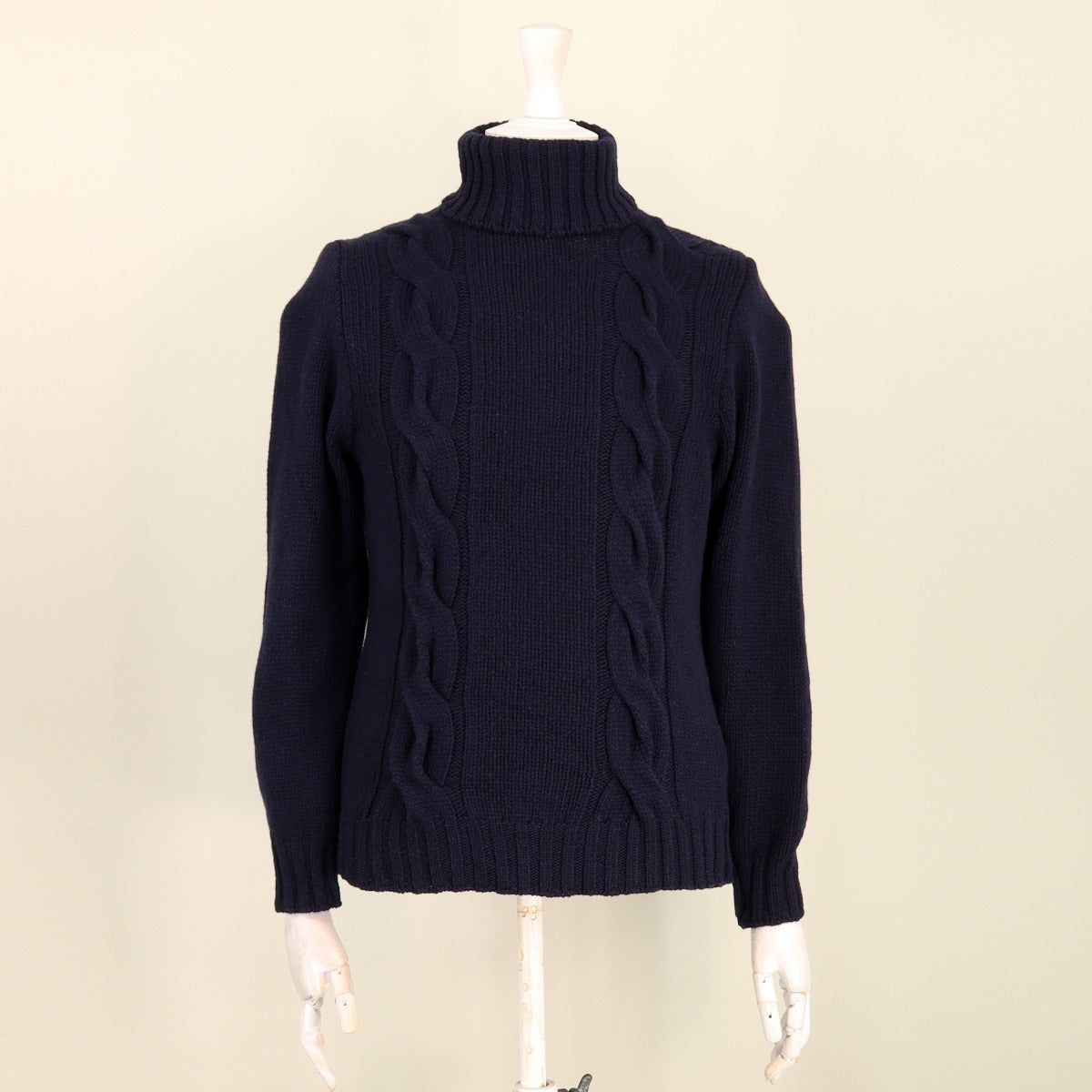 Twin-Cable Roll Neck In Navy