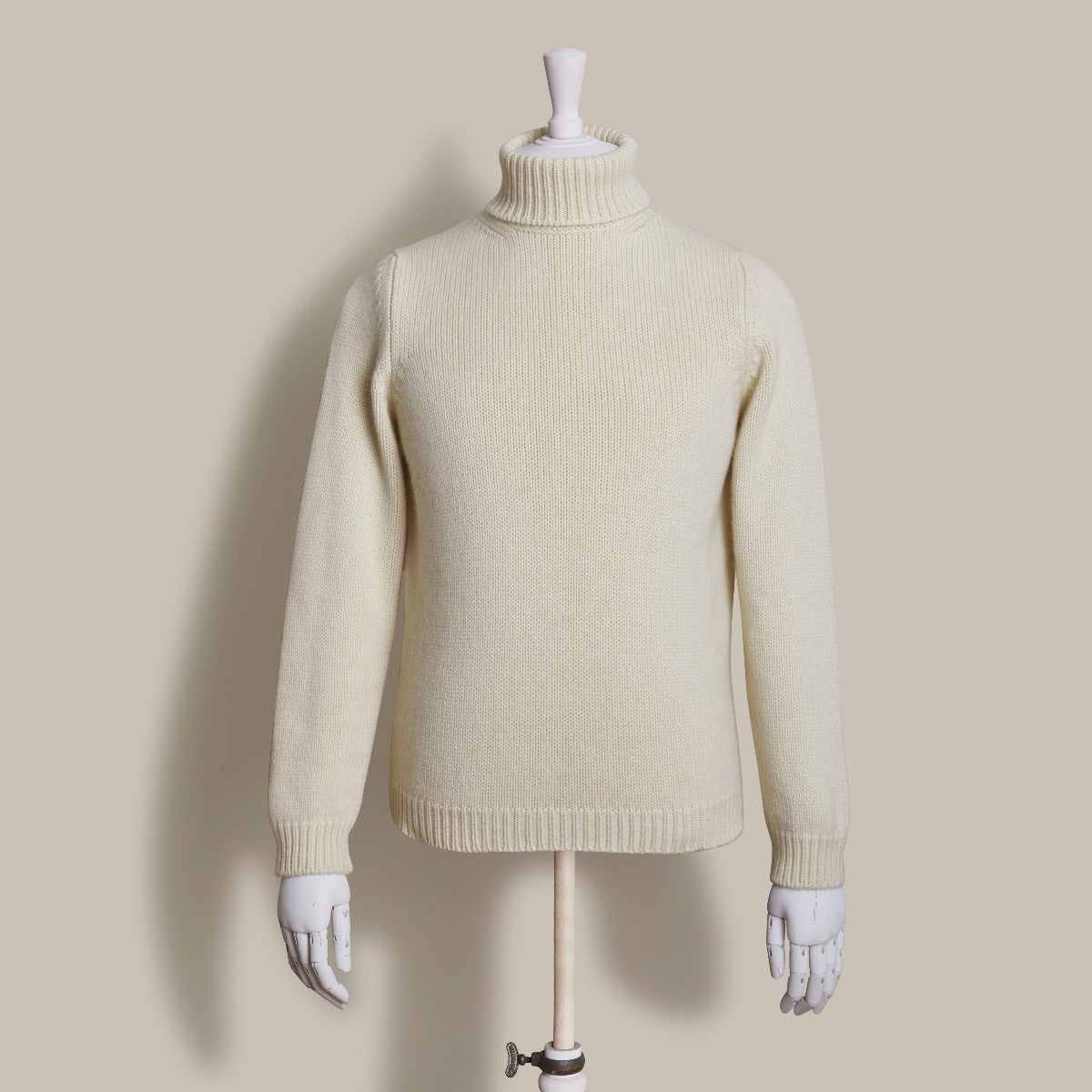 12Ply Cashmere Roll Neck Sweater In Cream