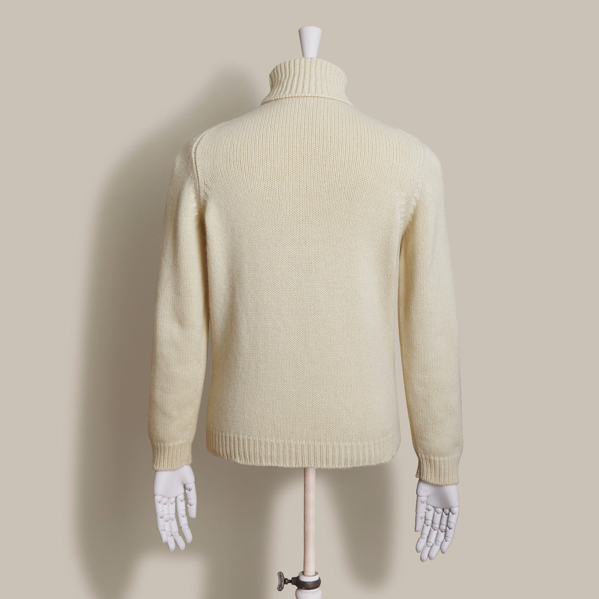 12Ply Cashmere Roll Neck Sweater In Cream