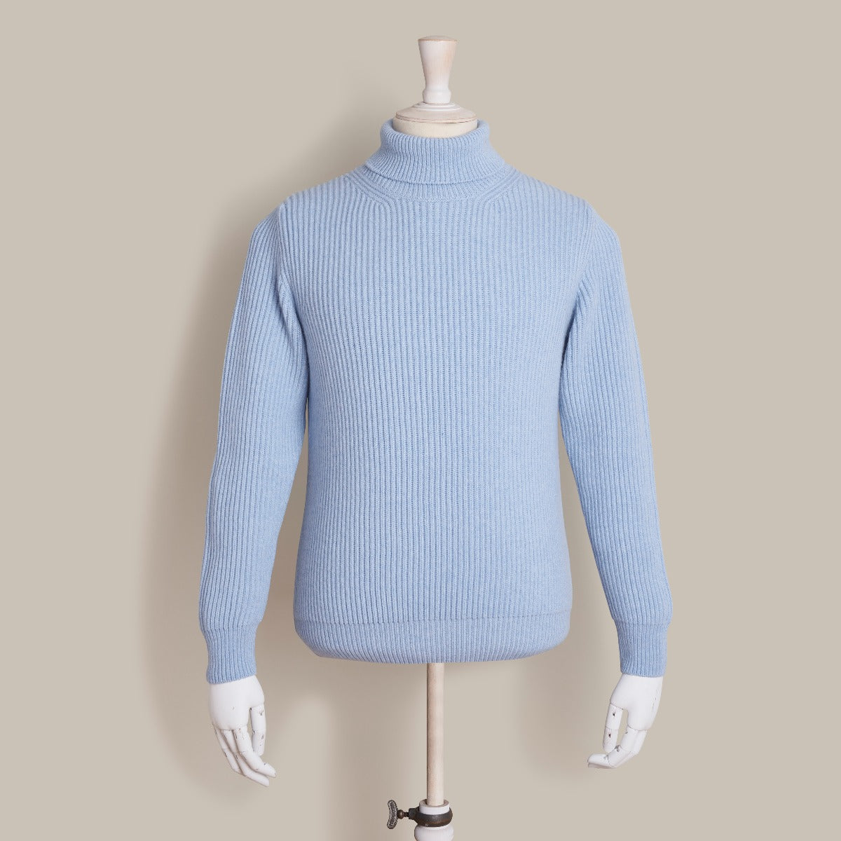 Ribbed Roll Neck Sweater In Sky