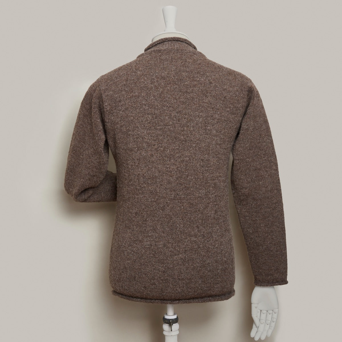 Soft Shetland Roll Neck Sweater in Dark Natural