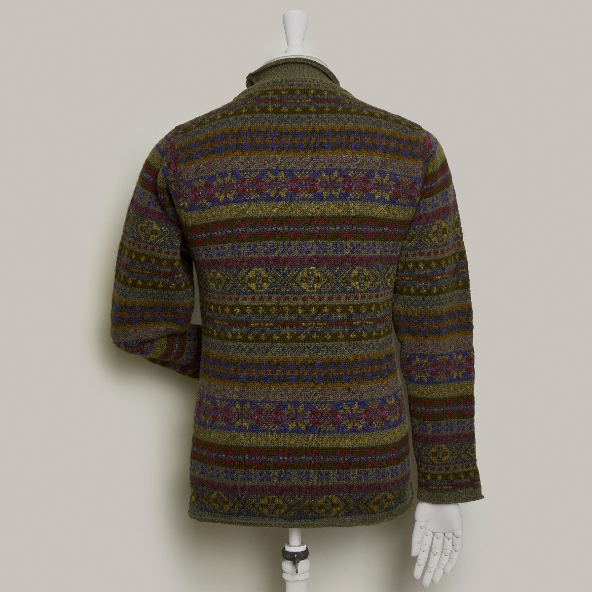 Roll Neck Fair Isle Sweater in Moss