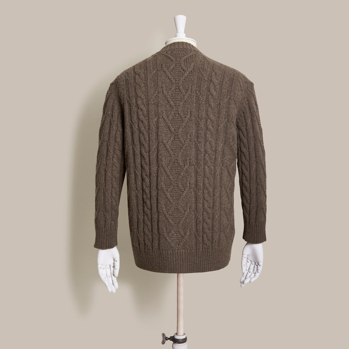 Cable Knit Cardigan In Brown