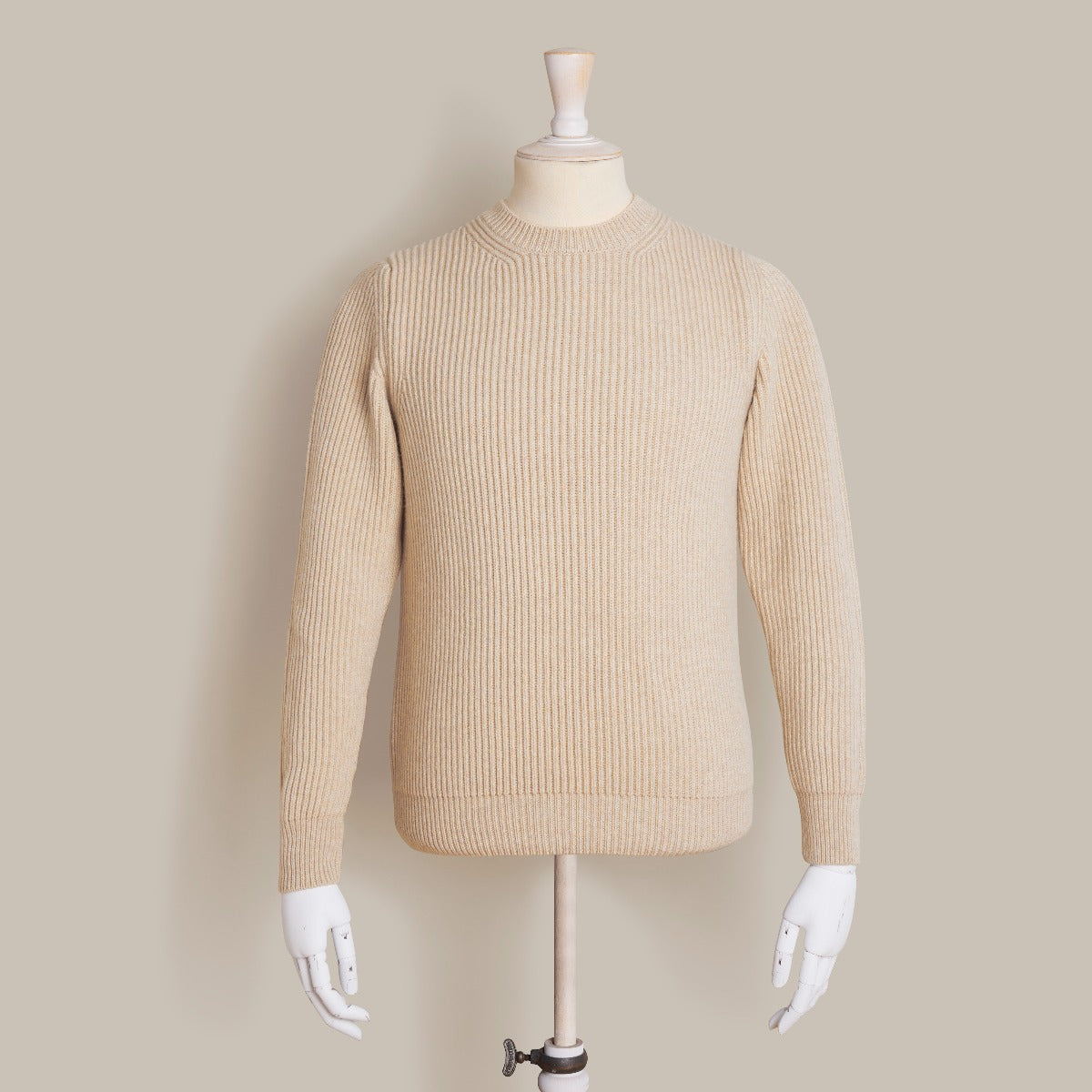 Ribbed Crew Neck Sweater In Natural