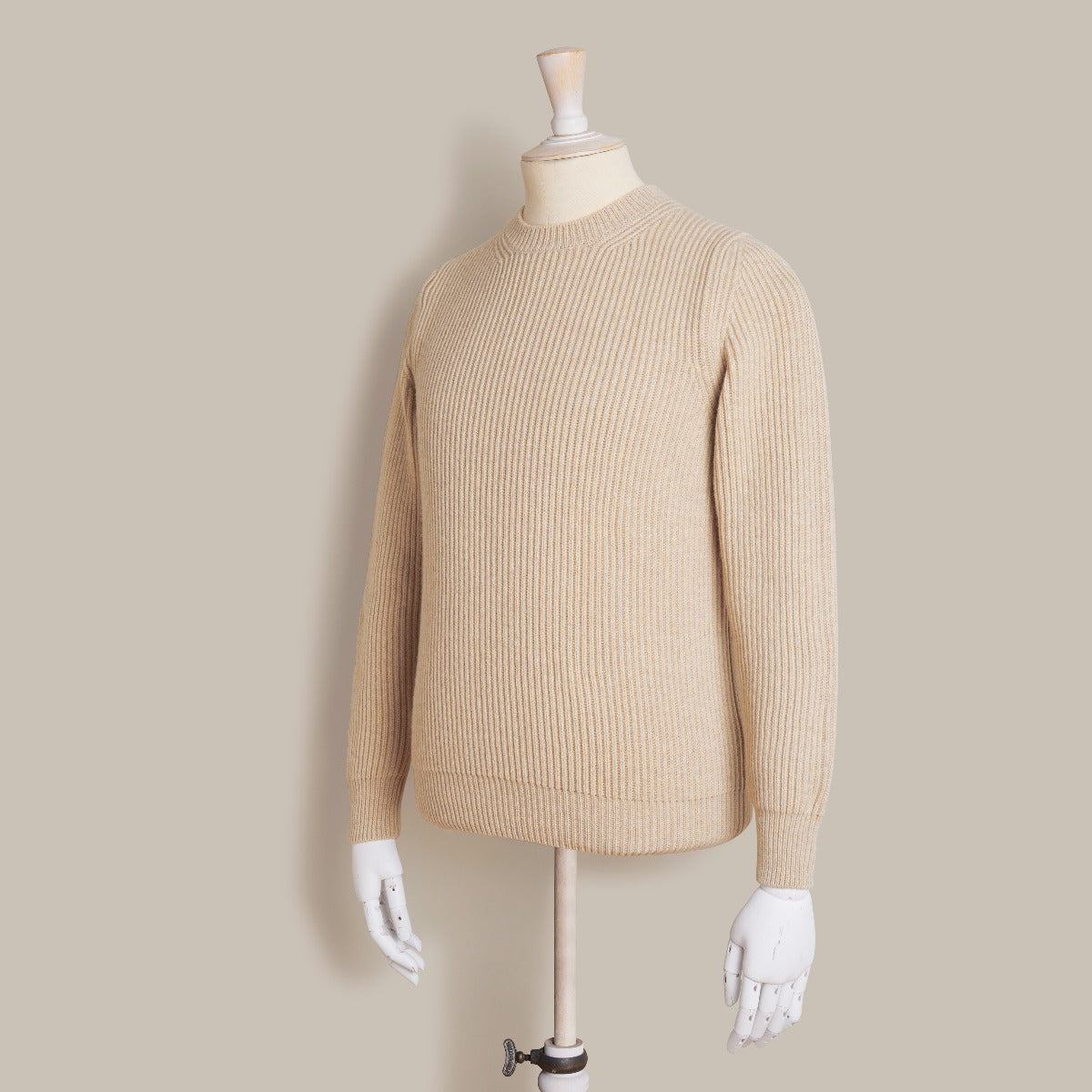 Ribbed Crew Neck Sweater In Natural