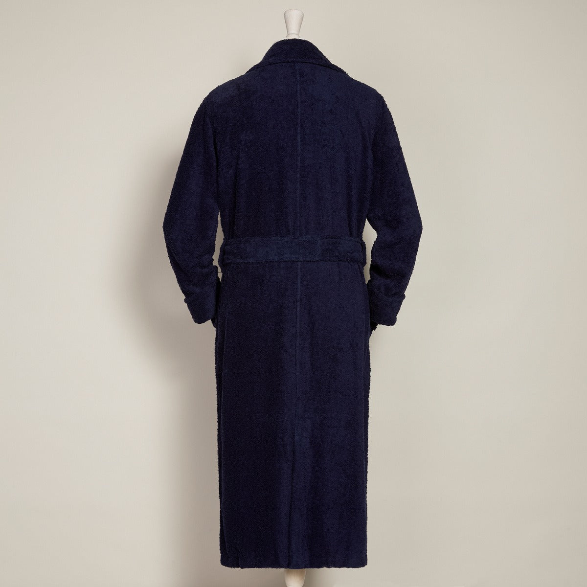 Double-Breasted Cotton Towelling Dressing Gown In Navy