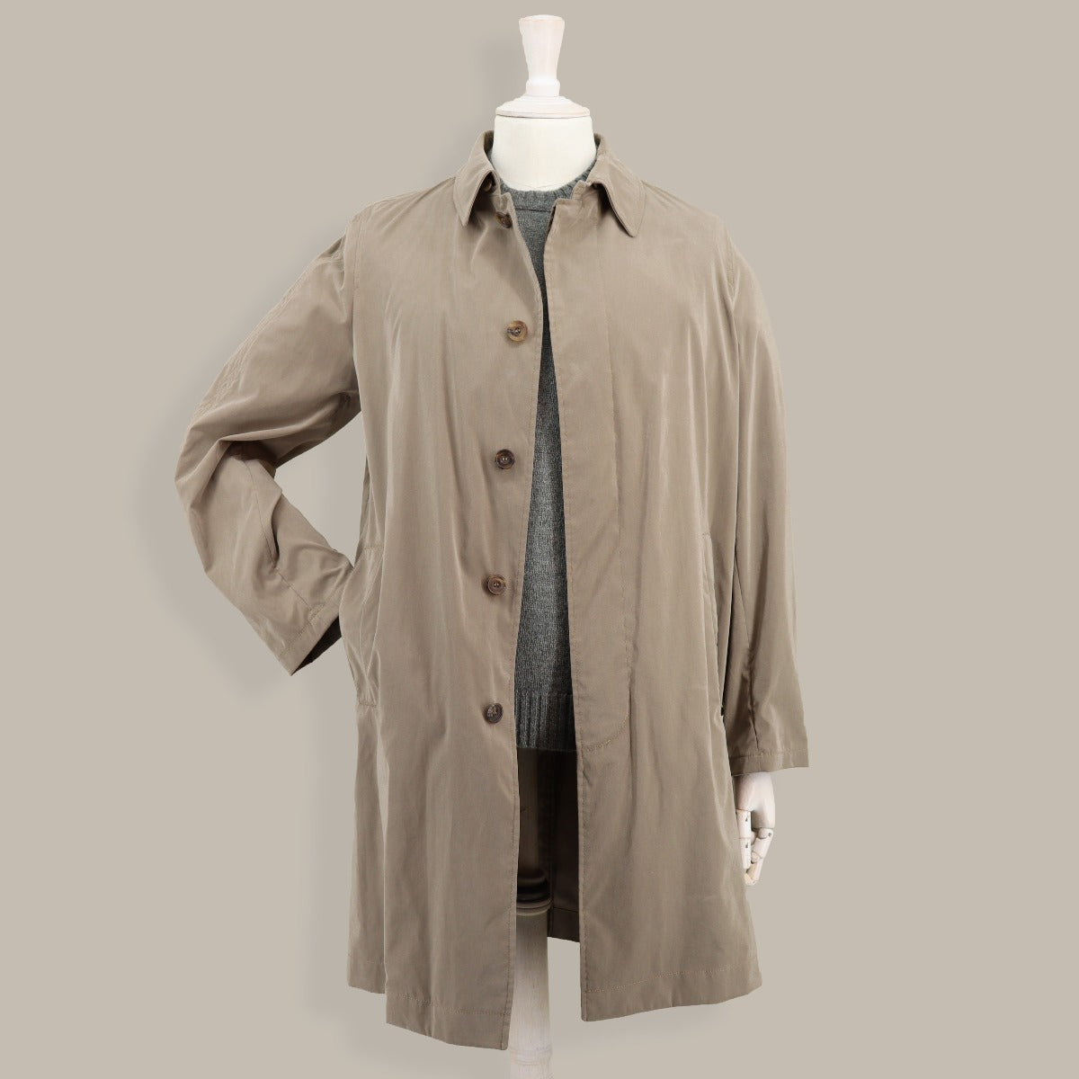 Regular Microfibre Raincoat In Dark Natural