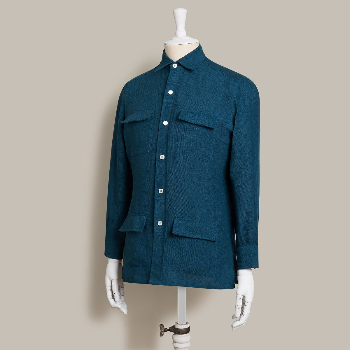 Linen Safari Overshirt In Teal