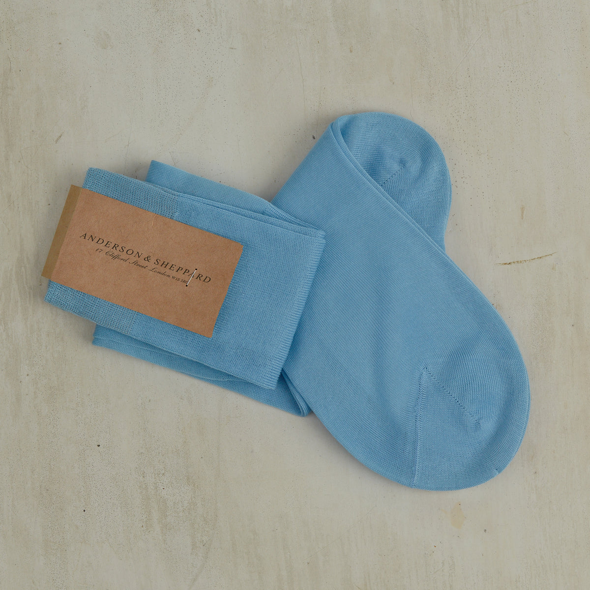 Long Plain Cotton Socks Sky