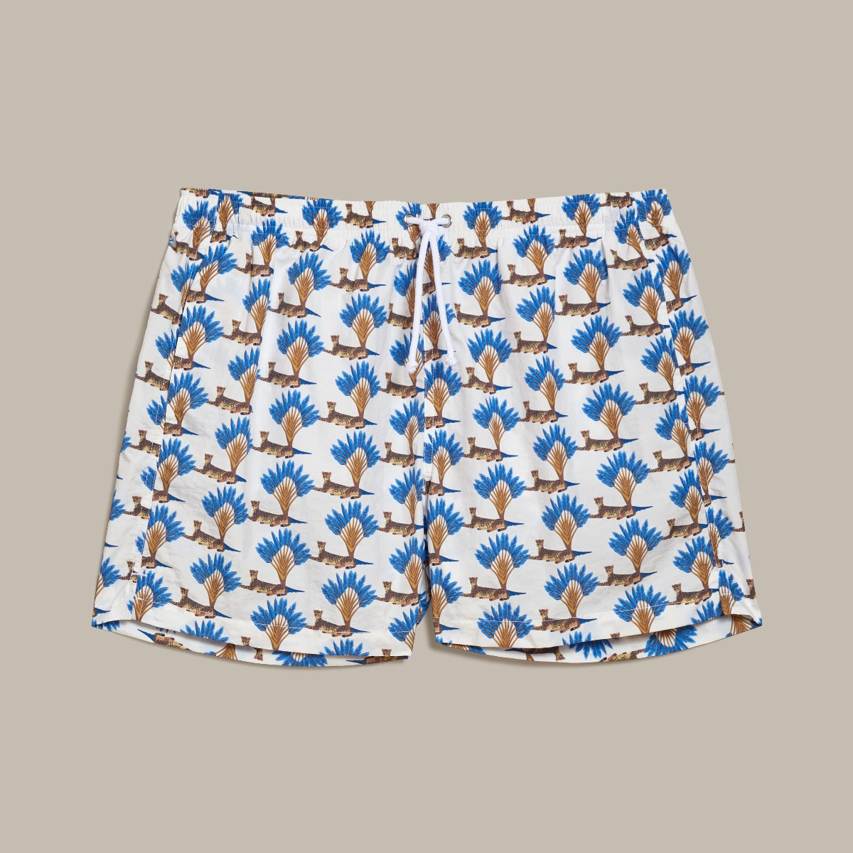 Leopard Print Swimming Trunks In White