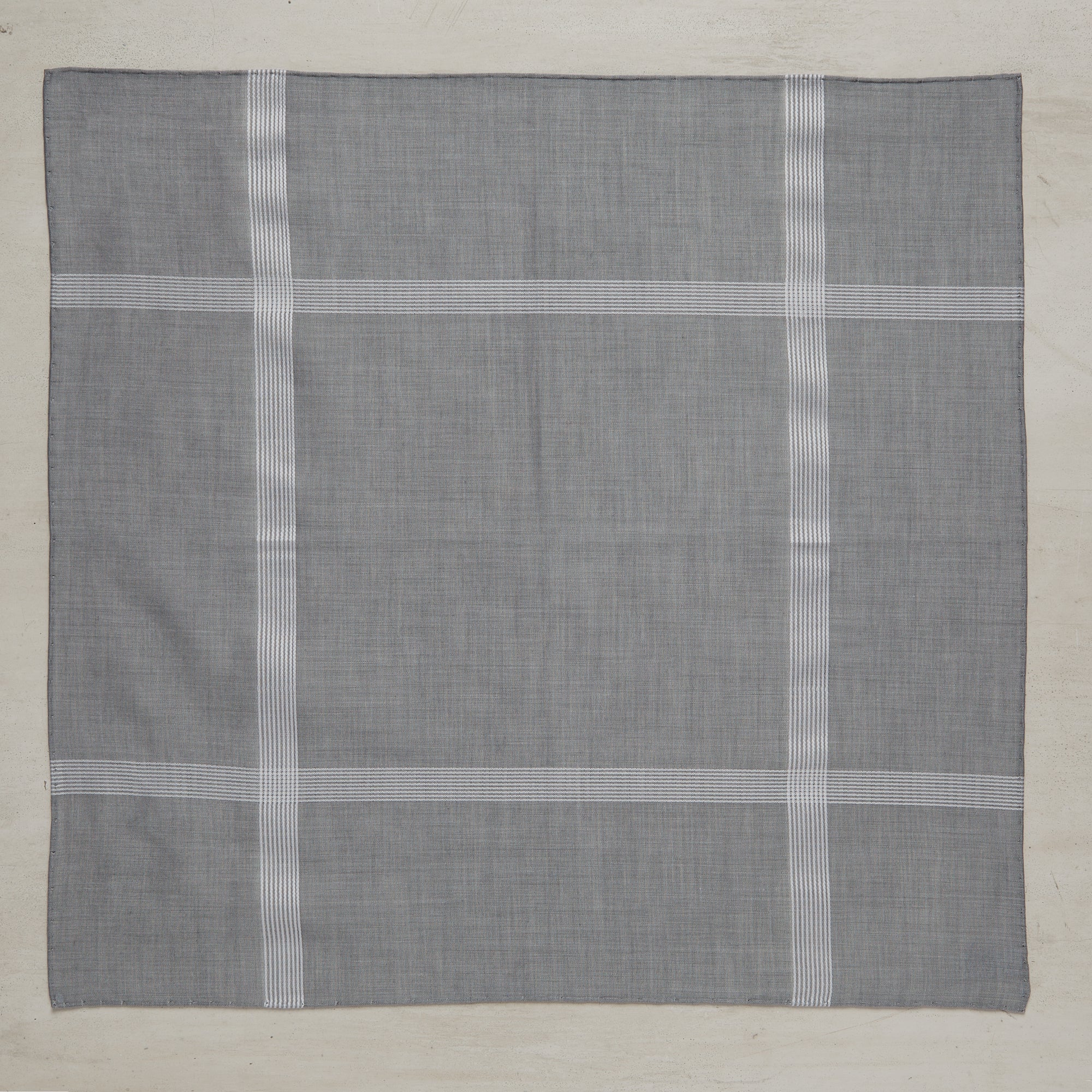 Multi Stripe Cotton Pocket Square In Dark Grey