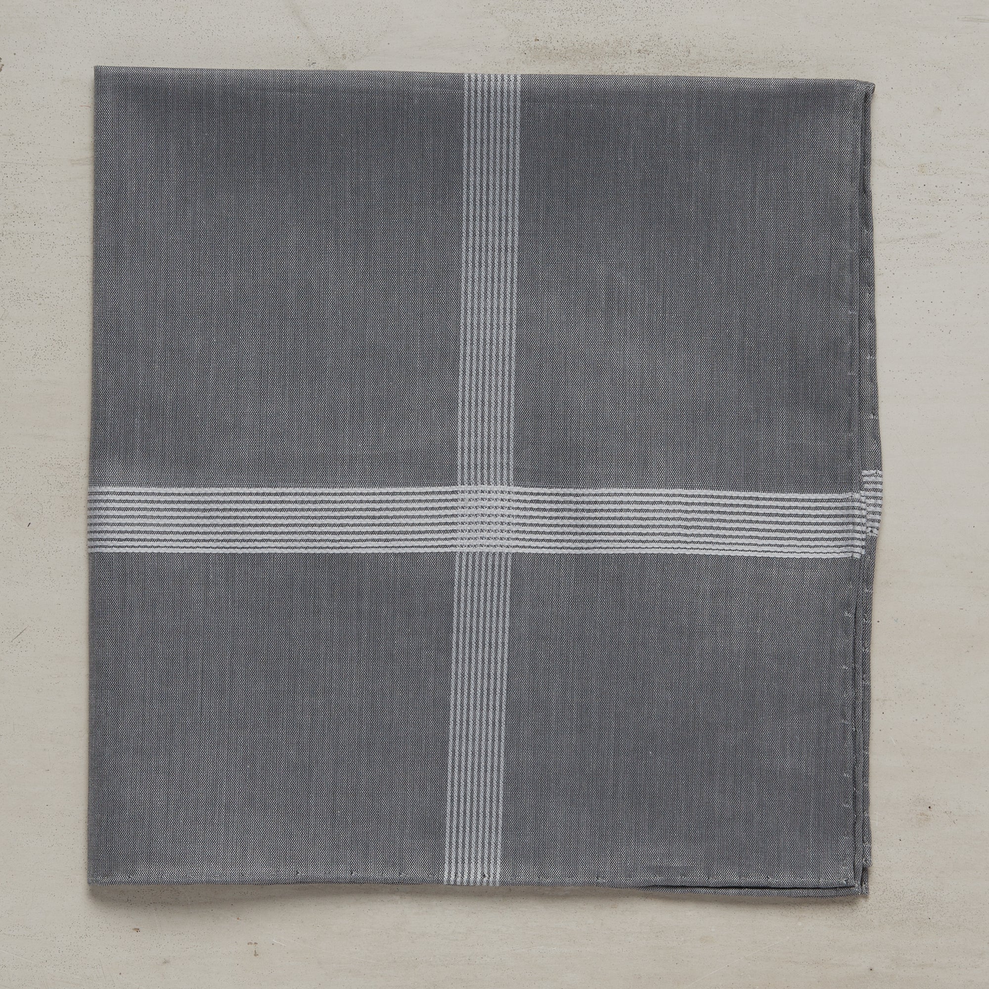 Multi Stripe Cotton Pocket Square In Dark Grey